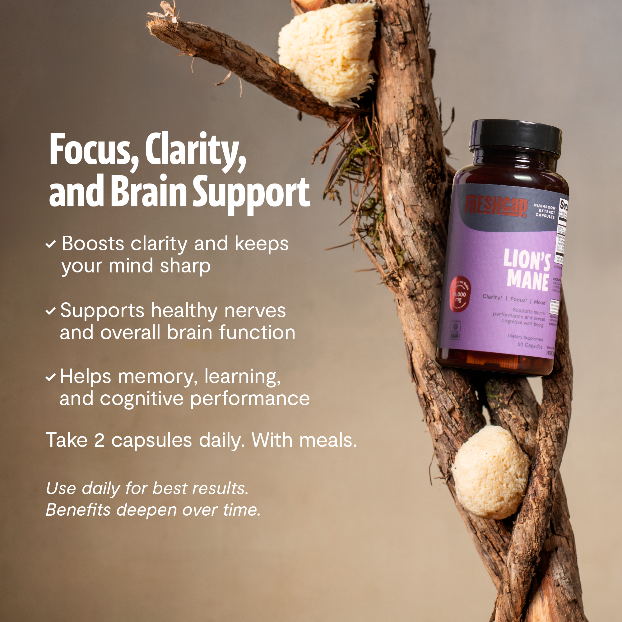 Organic Lion’s Mane Capsules by FreshCap Mushrooms