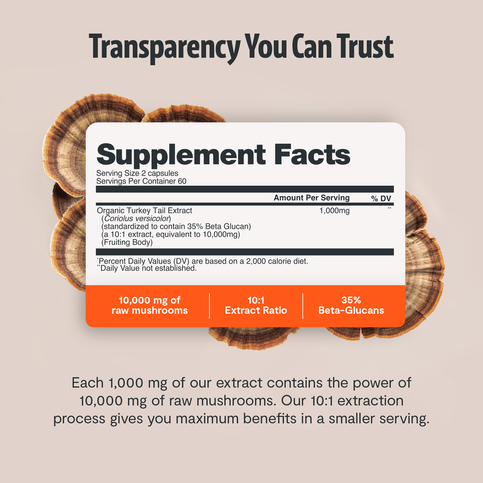 Organic Turkey Tail Mushroom Capsules by FreshCap Mushrooms