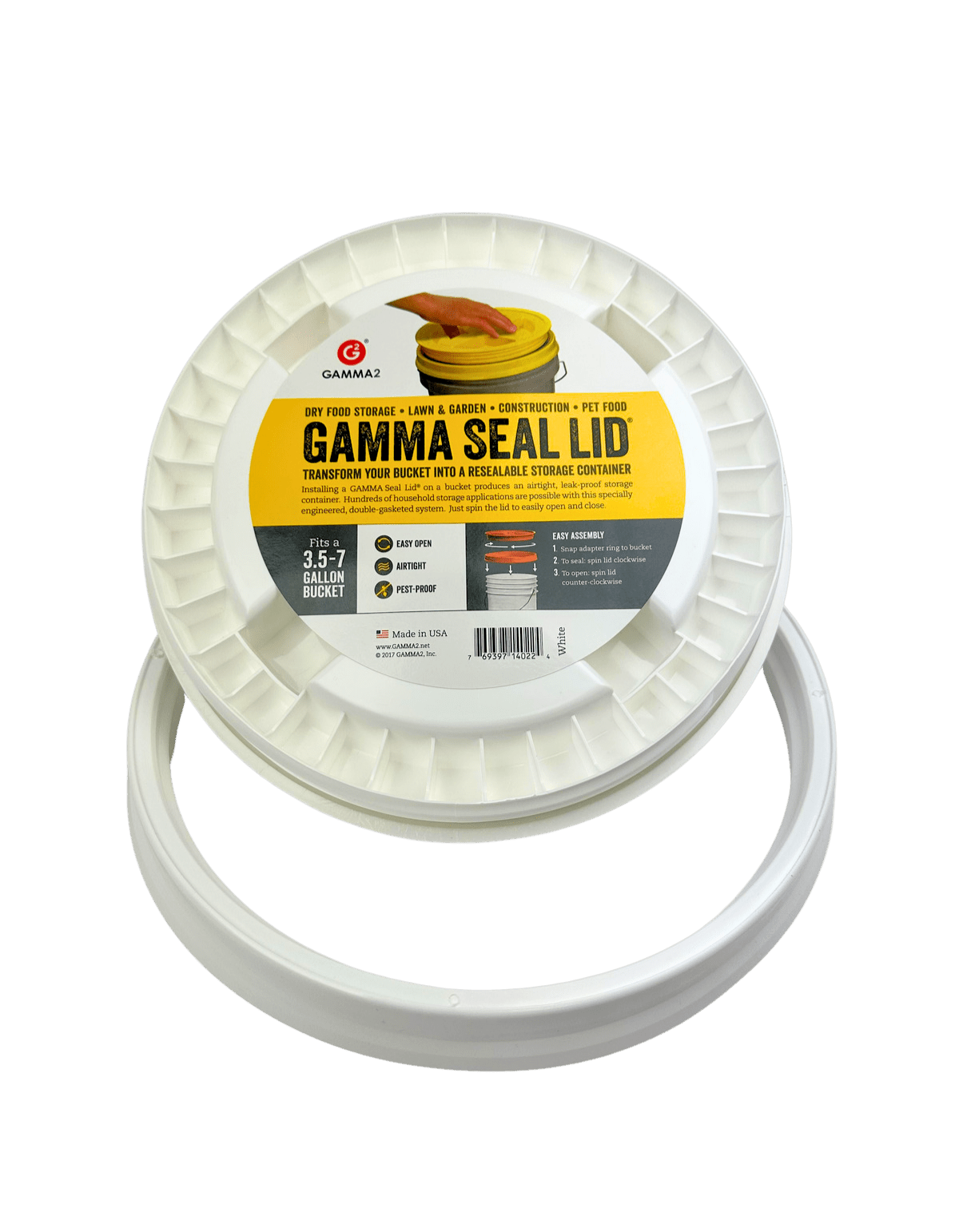 Lid, Gamma Seal, For 5 Gallon Pail, White by Country Life Natural Foods