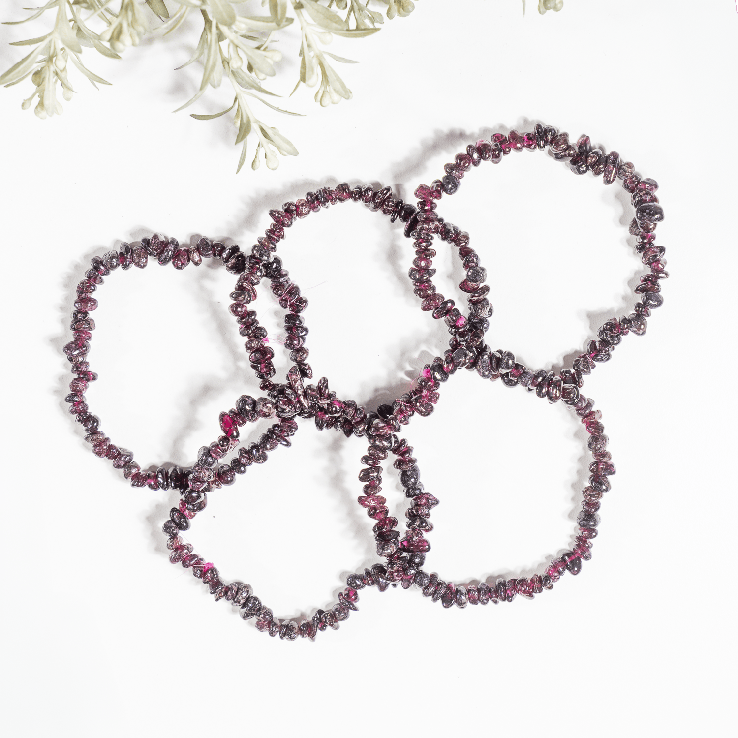 Garnet Chip Bracelet (Prosperity and Protection) DestGlow
