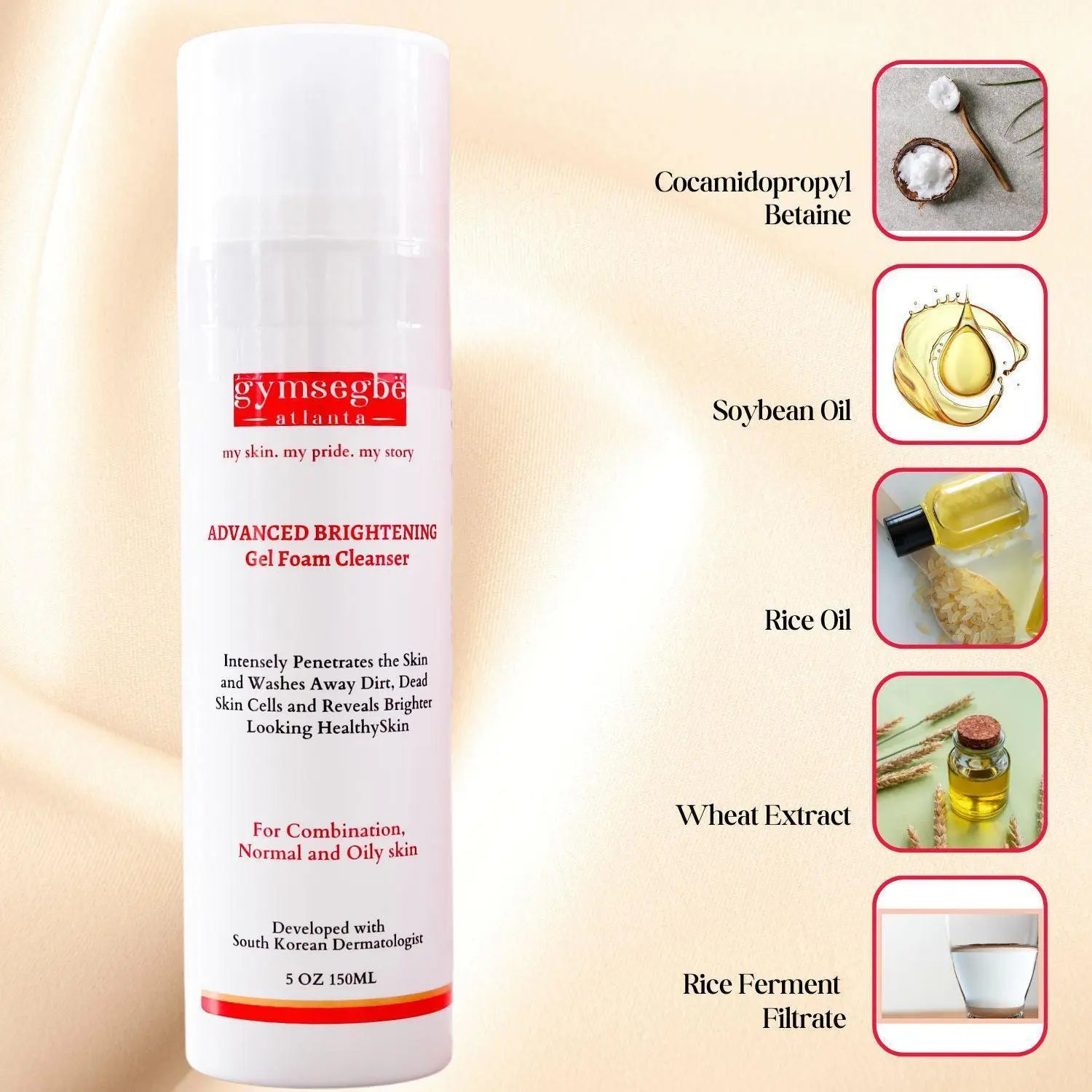 Advanced Brightening Gel Foam Cleanser | Rice Extract by gymsegbë
