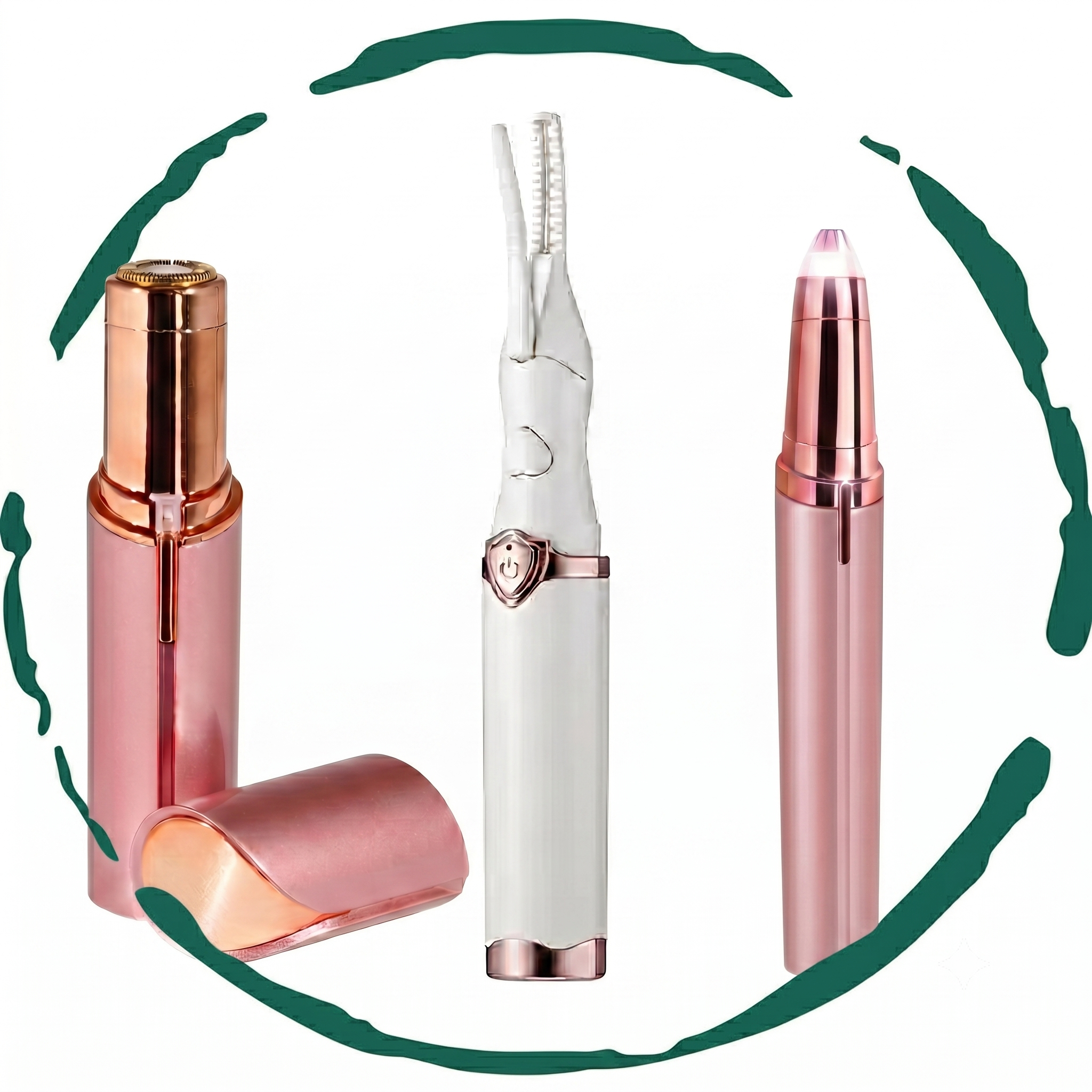 The Effortless Beauty Kit -Facial Hair Remover, Eyebrow Trimmer & Heated Eyelash Curler Set