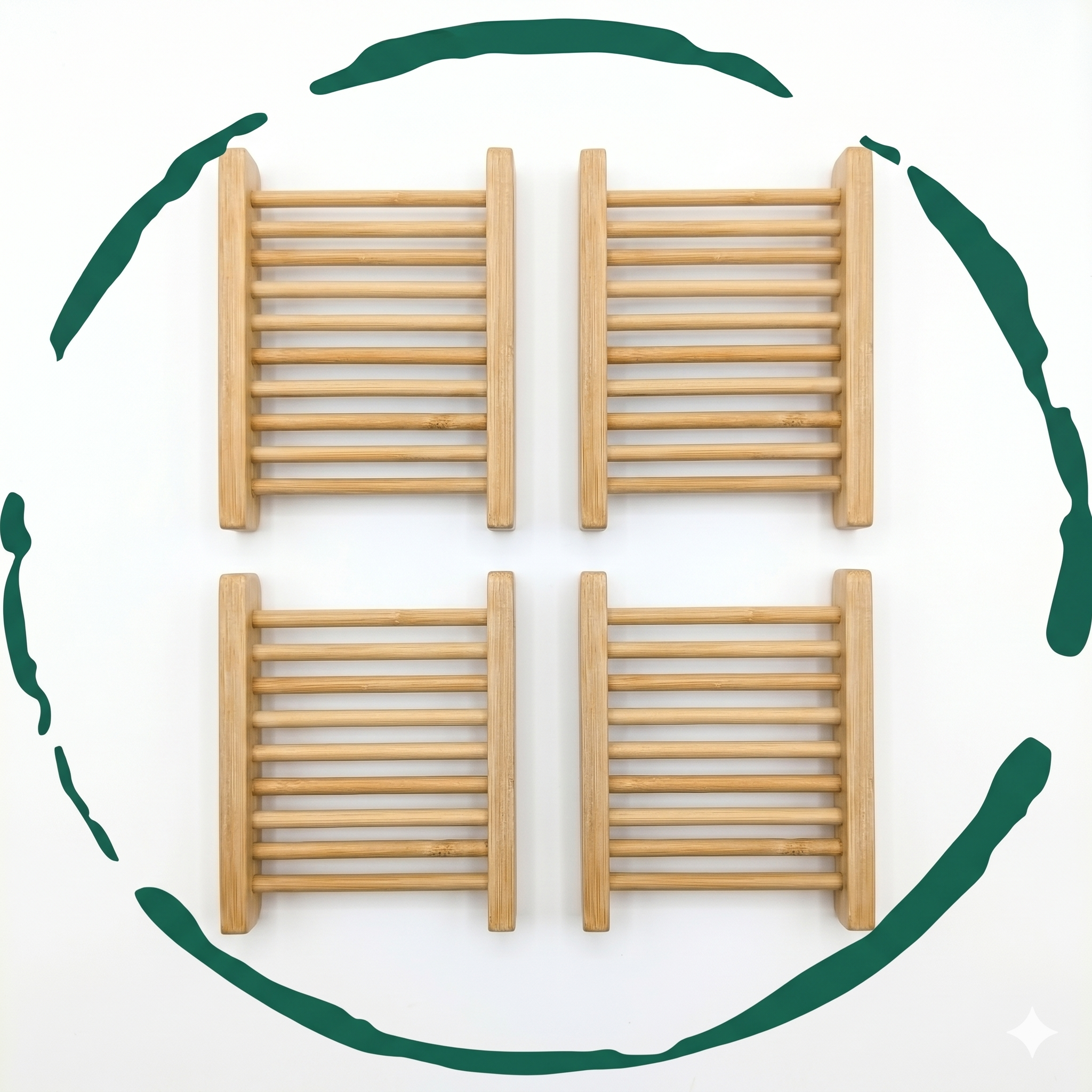 4-Pack Bamboo Soap Dish DestGlow