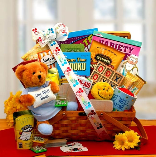 Get Well Soon My Friend Gift Basket - Deluxe Get Well Hamper with Teddy Bear