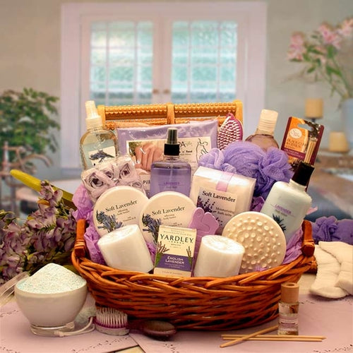 Lavender Spa Gift Basket - Luxury Spa Set for Women with Bath & Body Products