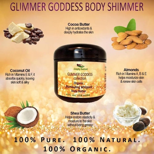Organic Whipped Bronzing Body Butter - Shimmer Moisturizer for Glowing Skin