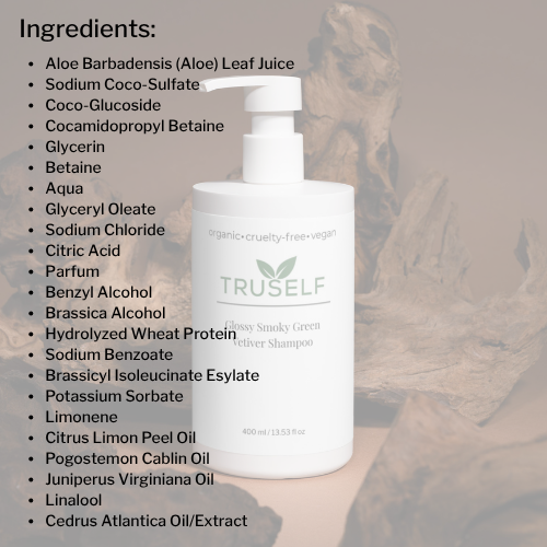 Glossy Smoky Green Vetiver Shampoo by TruSelf Organics