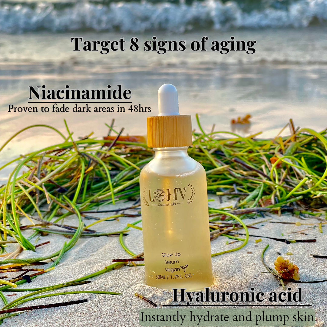 PREMIUM 100% VEGAN GLOW UP Toner Serum With Hyaluronic Acid + Niacinamide + Camellia Leaf + Vitamin E + Rose Water by LOHV ESSENTIALS