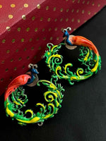 Joban Fashion Hand Painted Peacock Shape Oxidized Stud Earring
