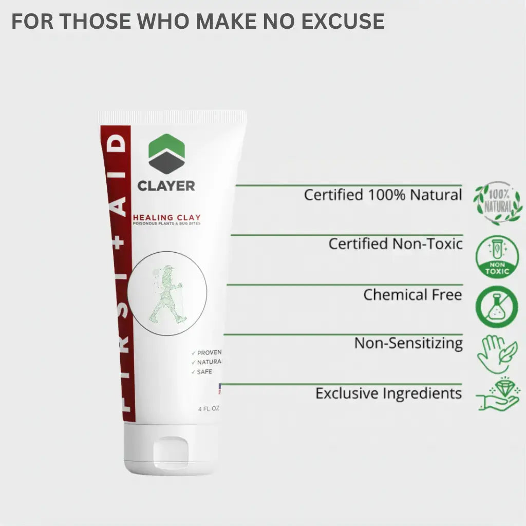 Natural First-Aid Healing Clay - Poison Ivy, Cuts & Insect Bites (Non-Toxic)