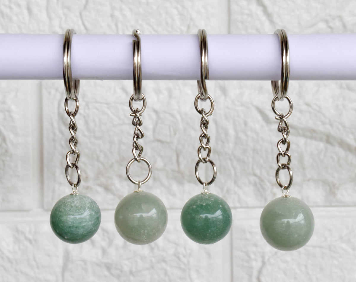 Green Aventurine Key Chain, Gemstone Keychain Crystal Key Ring (Attraction and Cleansing)Â DestGlow