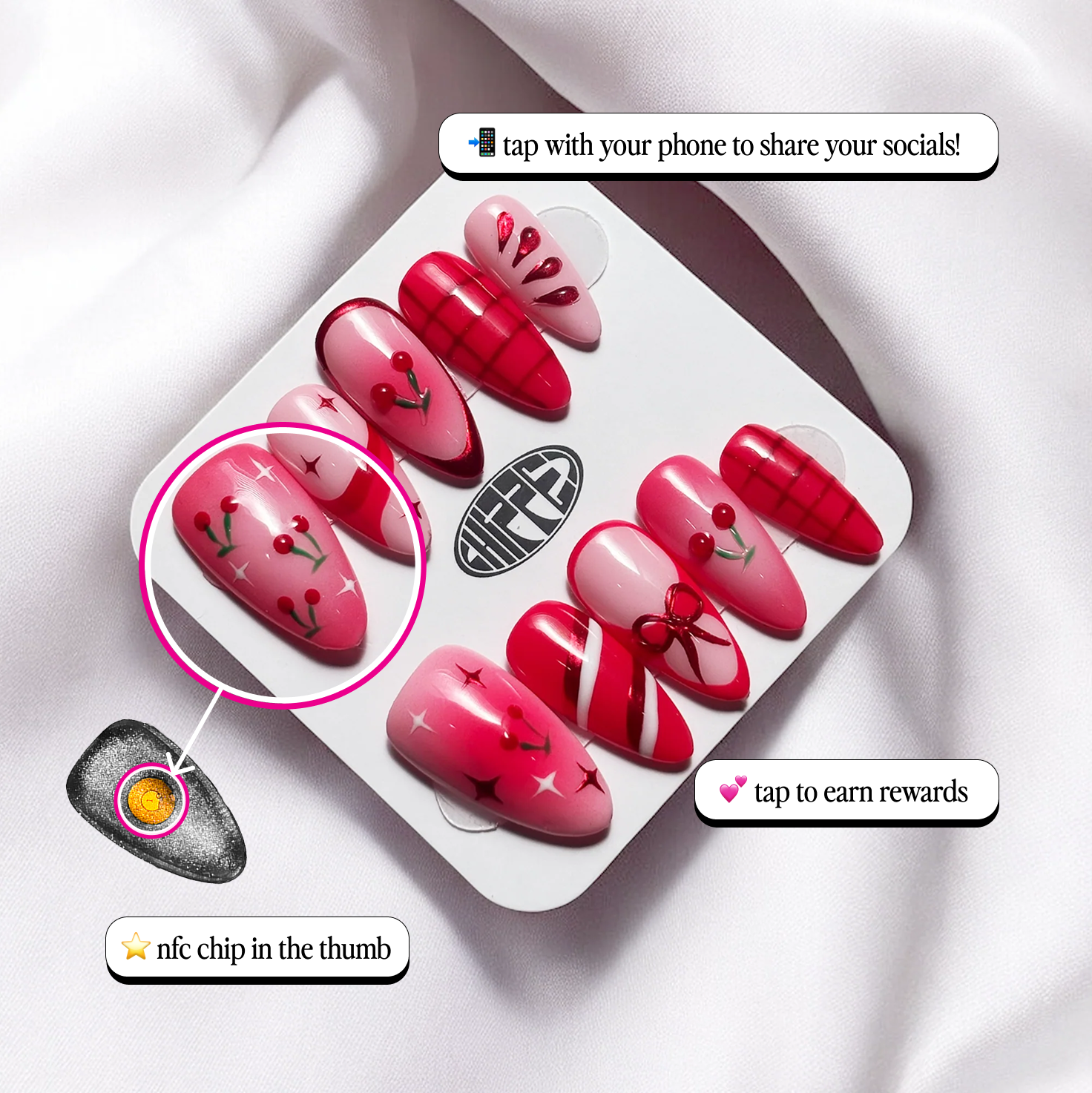 Cherrysh Me ๐ NFC Nails That Share Your Socials