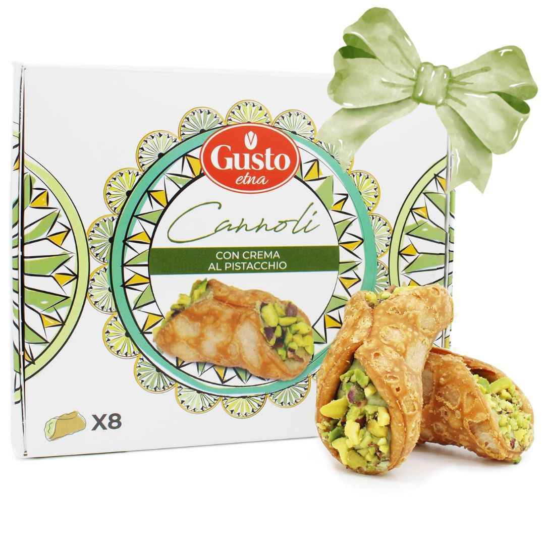 Gusto Etna, Sicilian 8 pcs Cannoli filled with Pistachio Cream Gift Box
