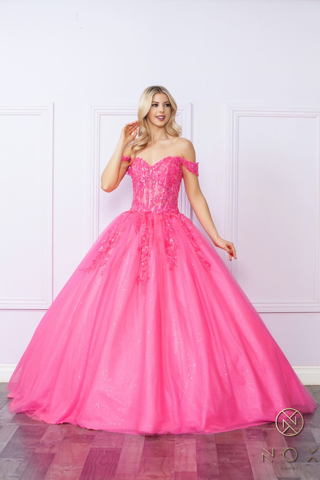Nox Anabel H1349 Poofy Long Quinceanera Off the Shoulder Ballgown by DiscountDressShop
