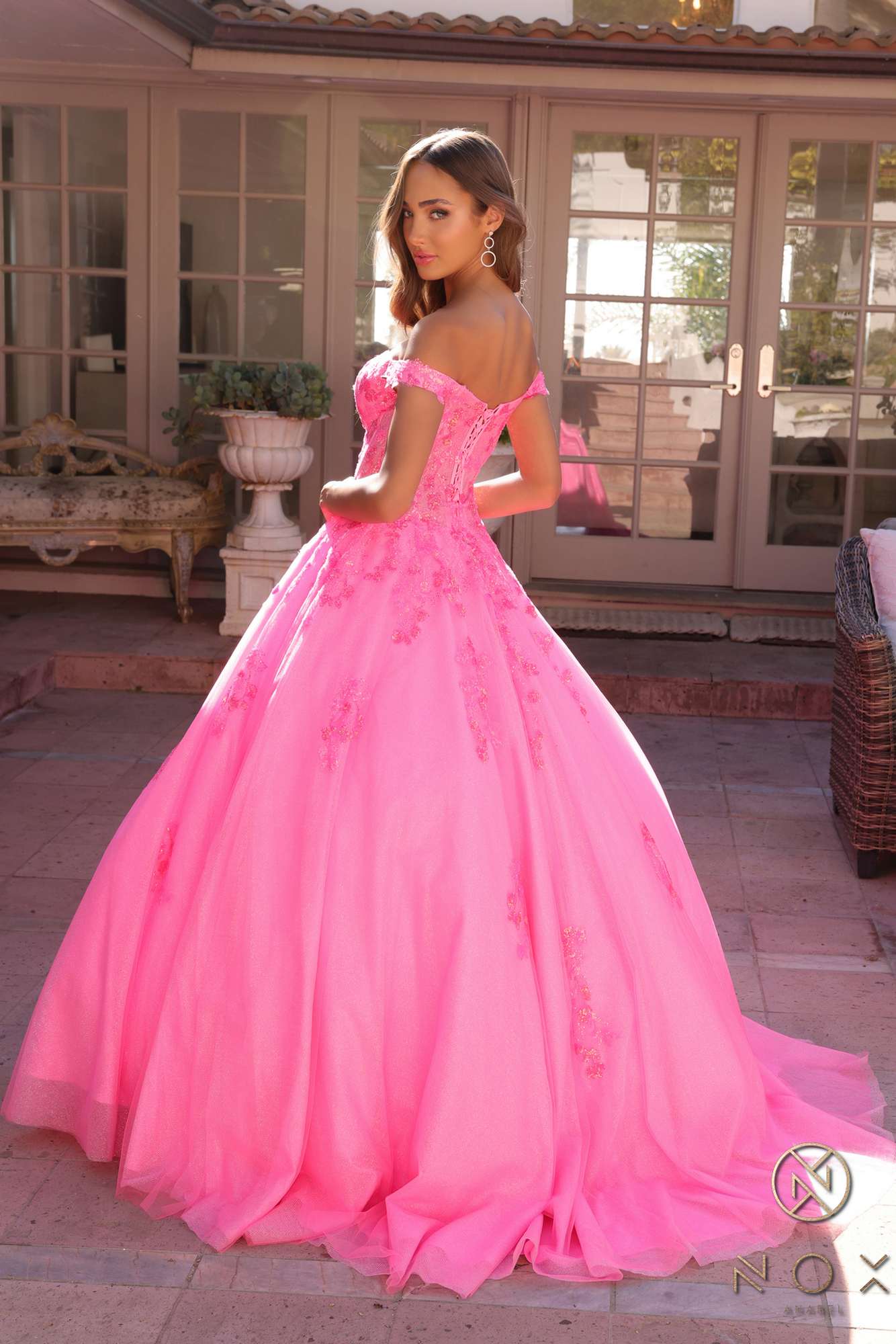 Nox Anabel H1352 Poofy A-Line Ballgown Off the Shoulder Quinceanera Dress by DiscountDressShop