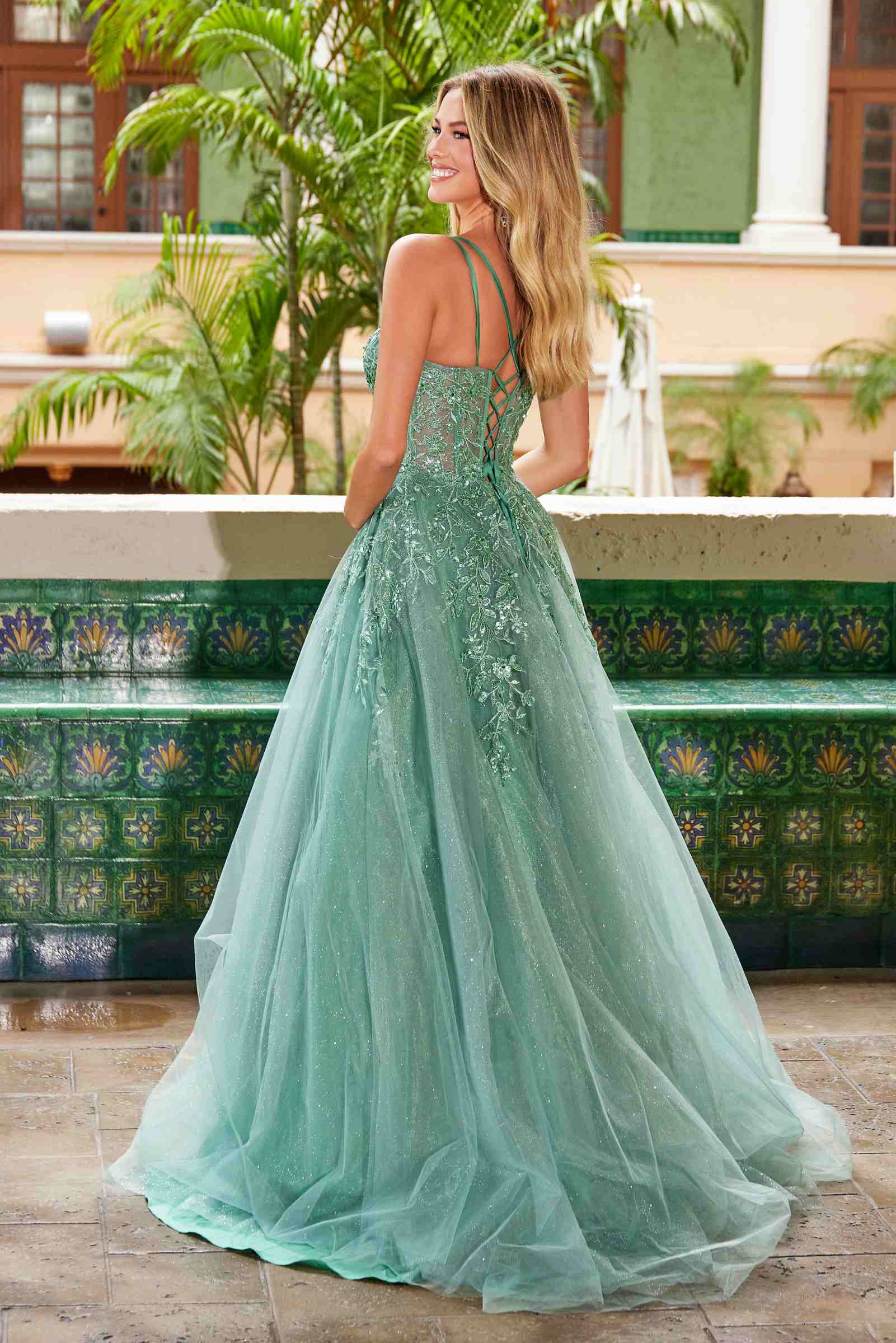 Nox Anabel H1682 A-Line Sweetheart Neckline Dress with Floral Applique by DiscountDressShop