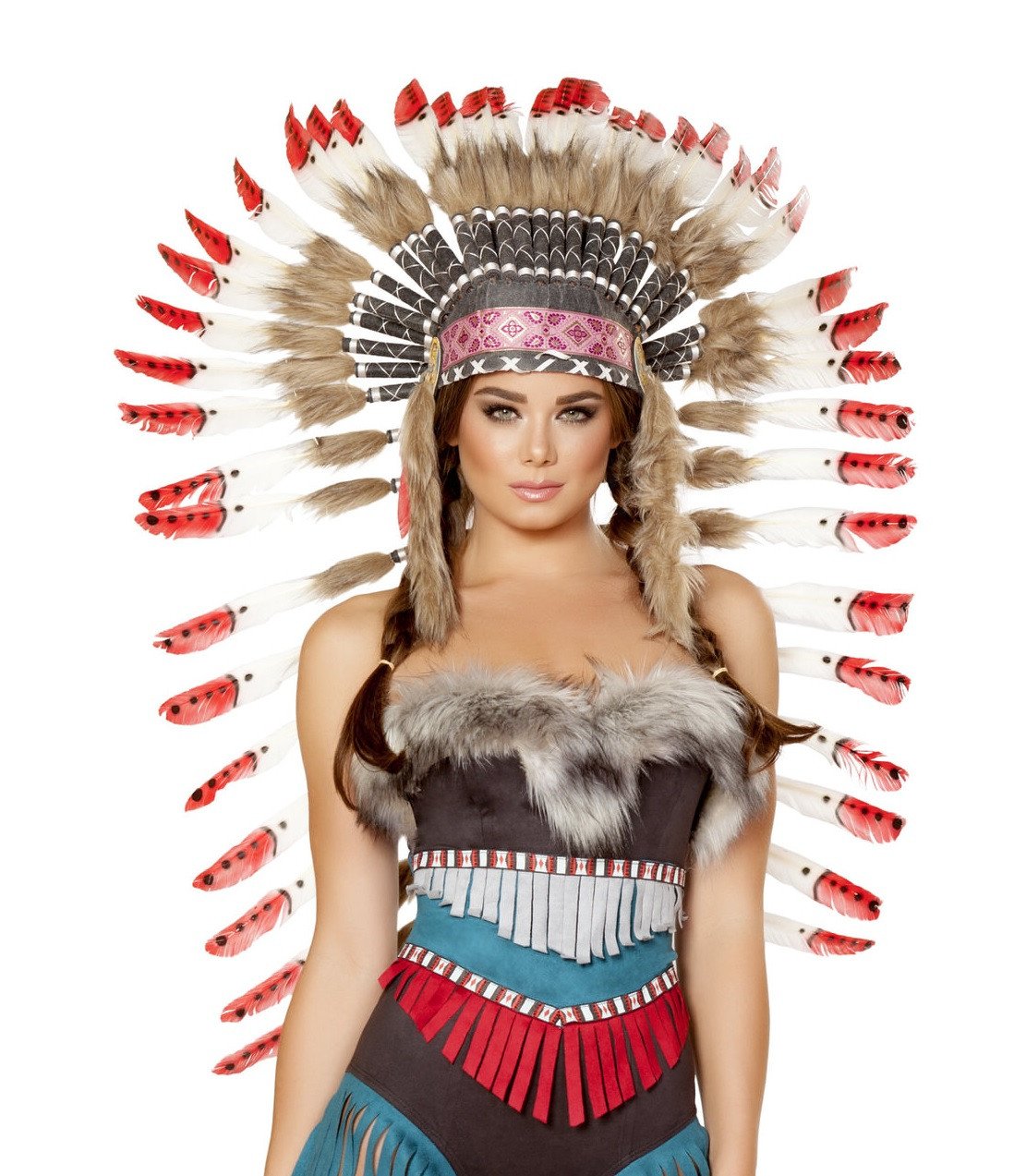 Indian Headdress with Red Tips - DestGlow