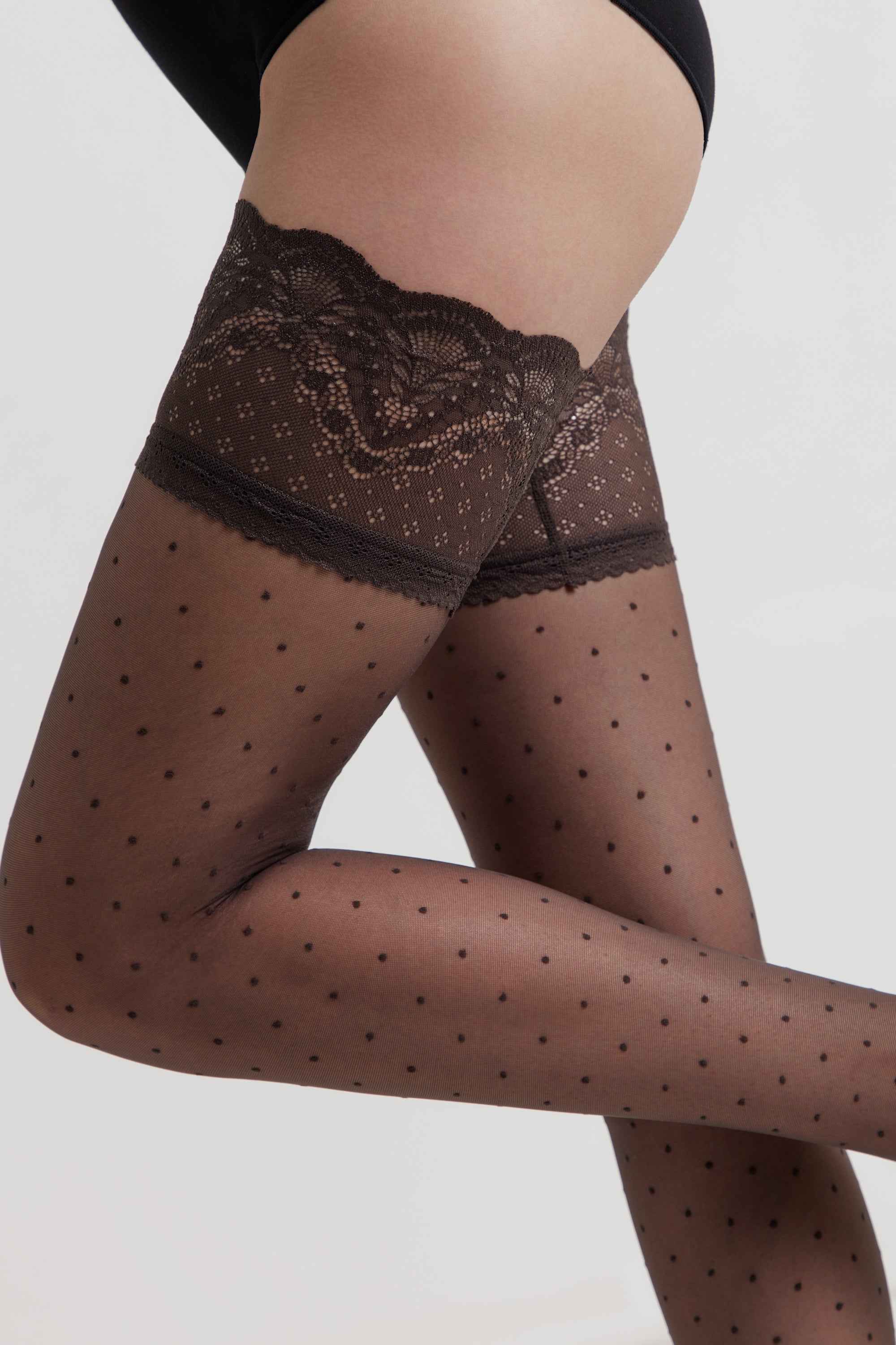Fantasy Stockings Conte Happy - Polka Dot Silicone Lace Top