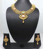 Joban Fashion Peach&Green Stone Pure Brass With Rajwadi Polish Necklace Set