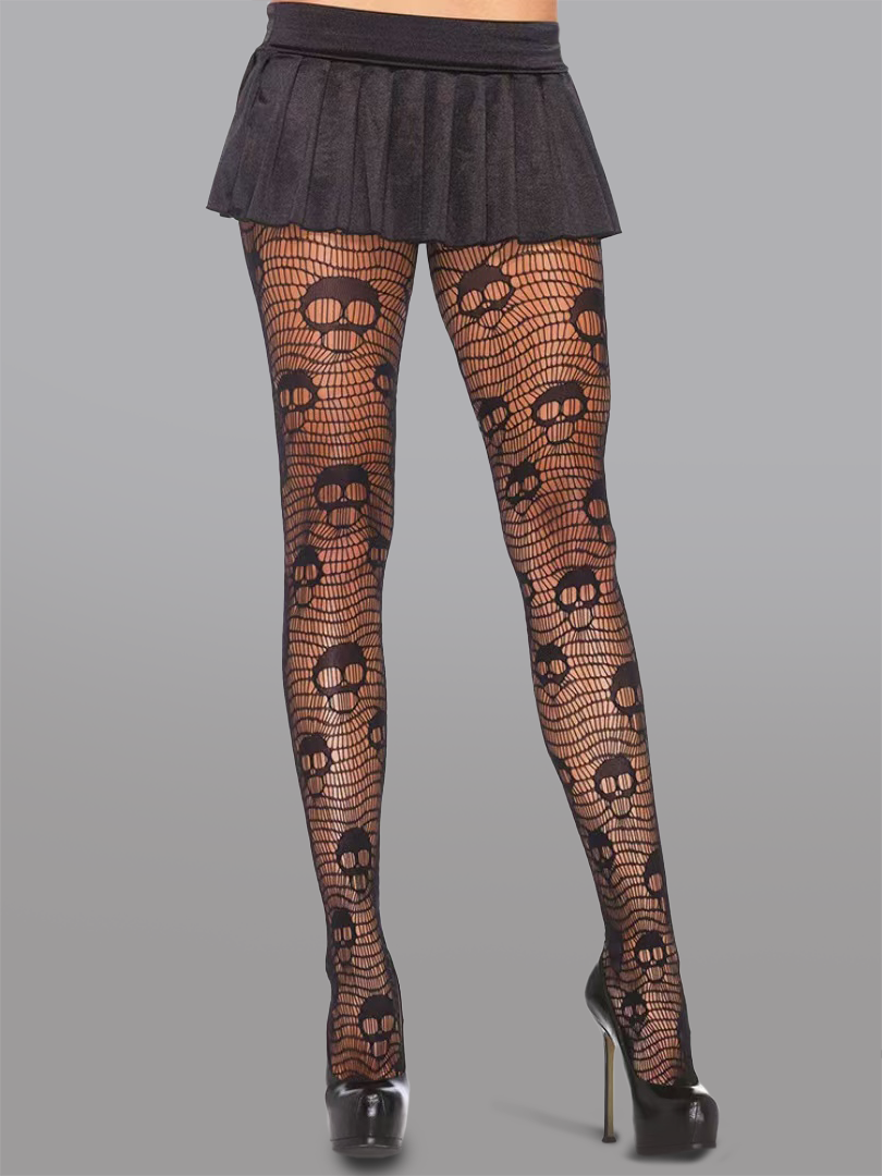 Dark Skull Mesh Tights - leggings
