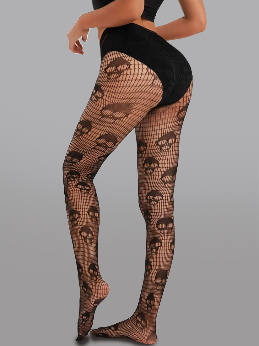 Dark Skull Mesh Tights - DestGlow