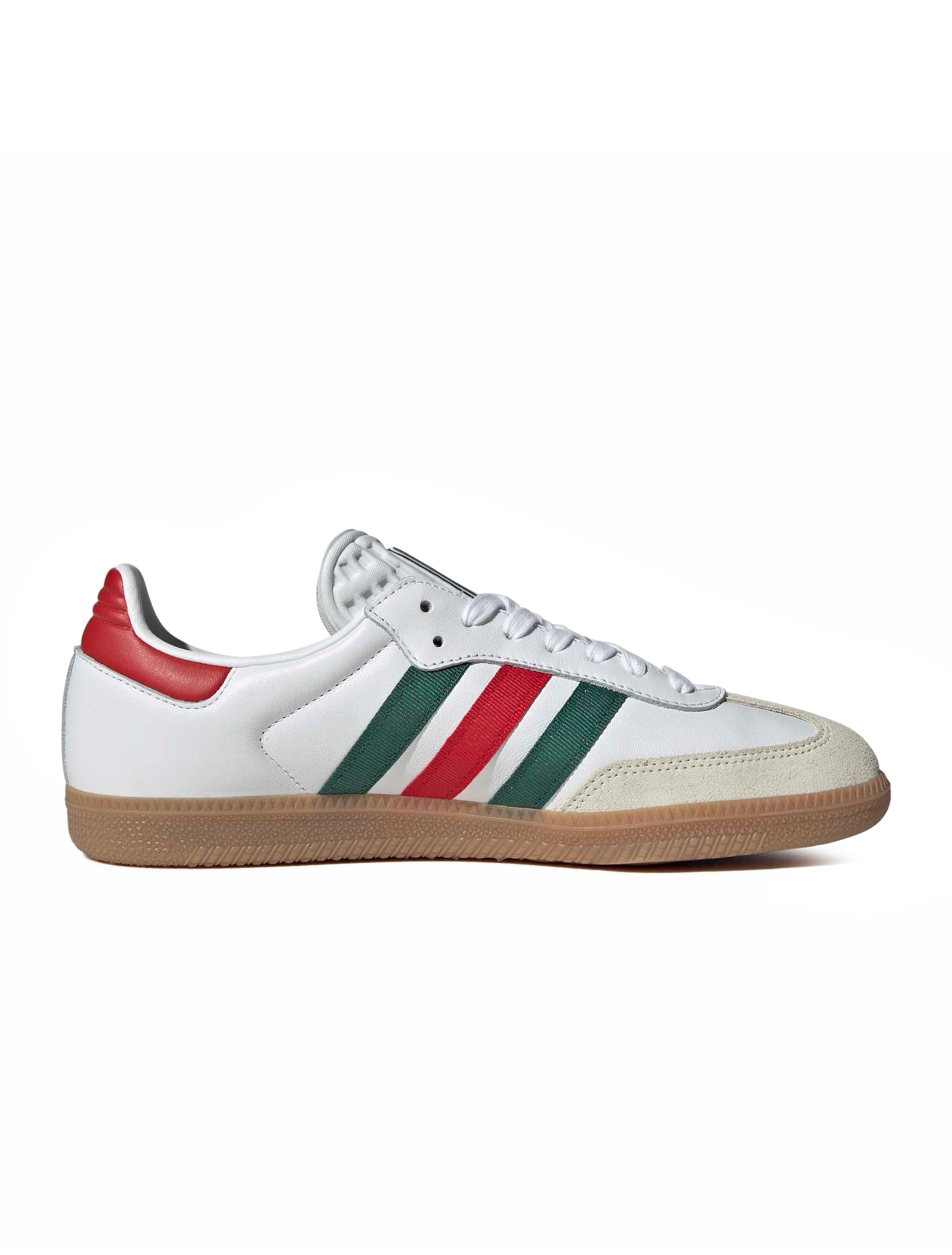Adidas Mens Samba OG - White/Scarlet/Dark Green by Denim Exchange
