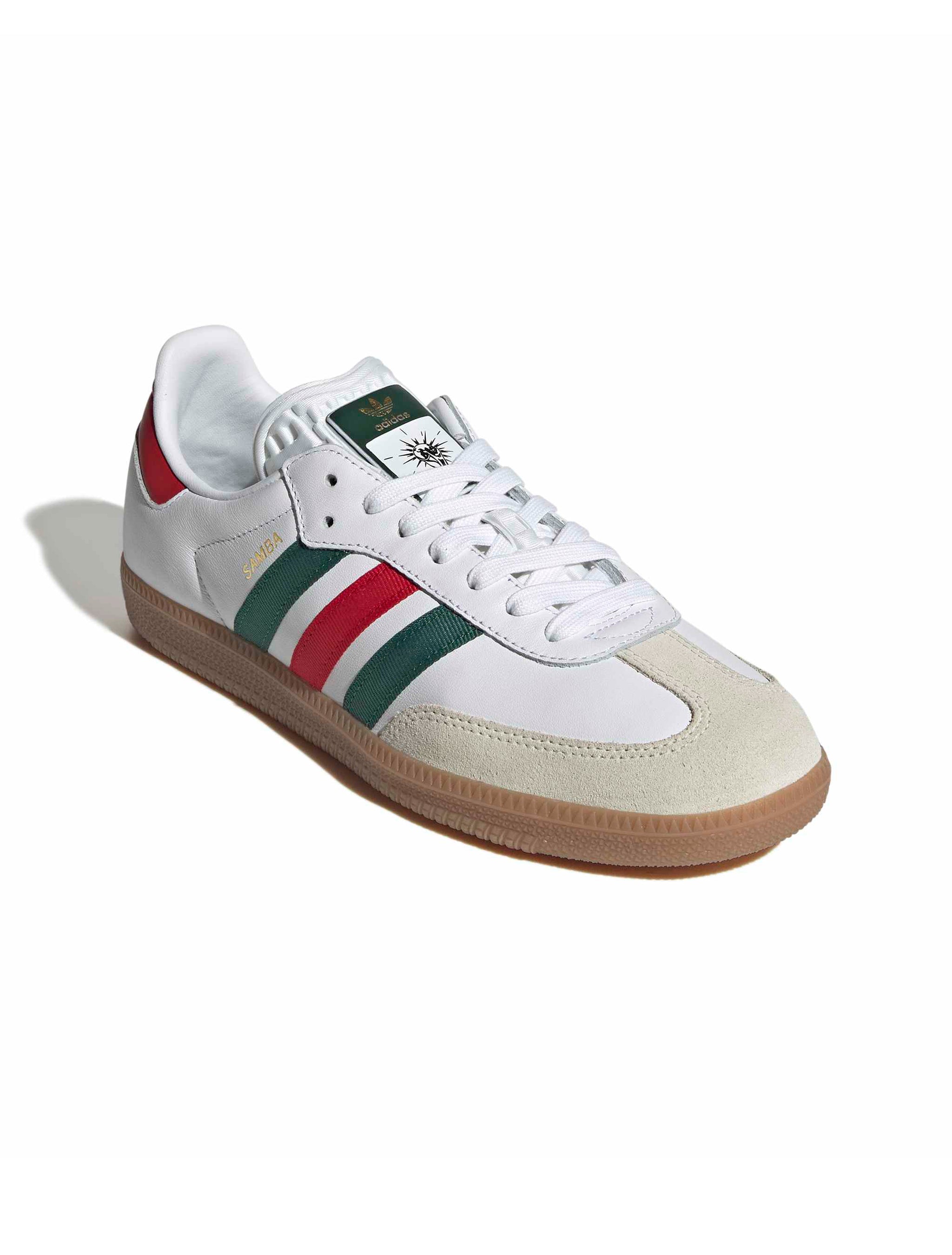 Adidas Mens Samba OG - White/Scarlet/Dark Green by Denim Exchange