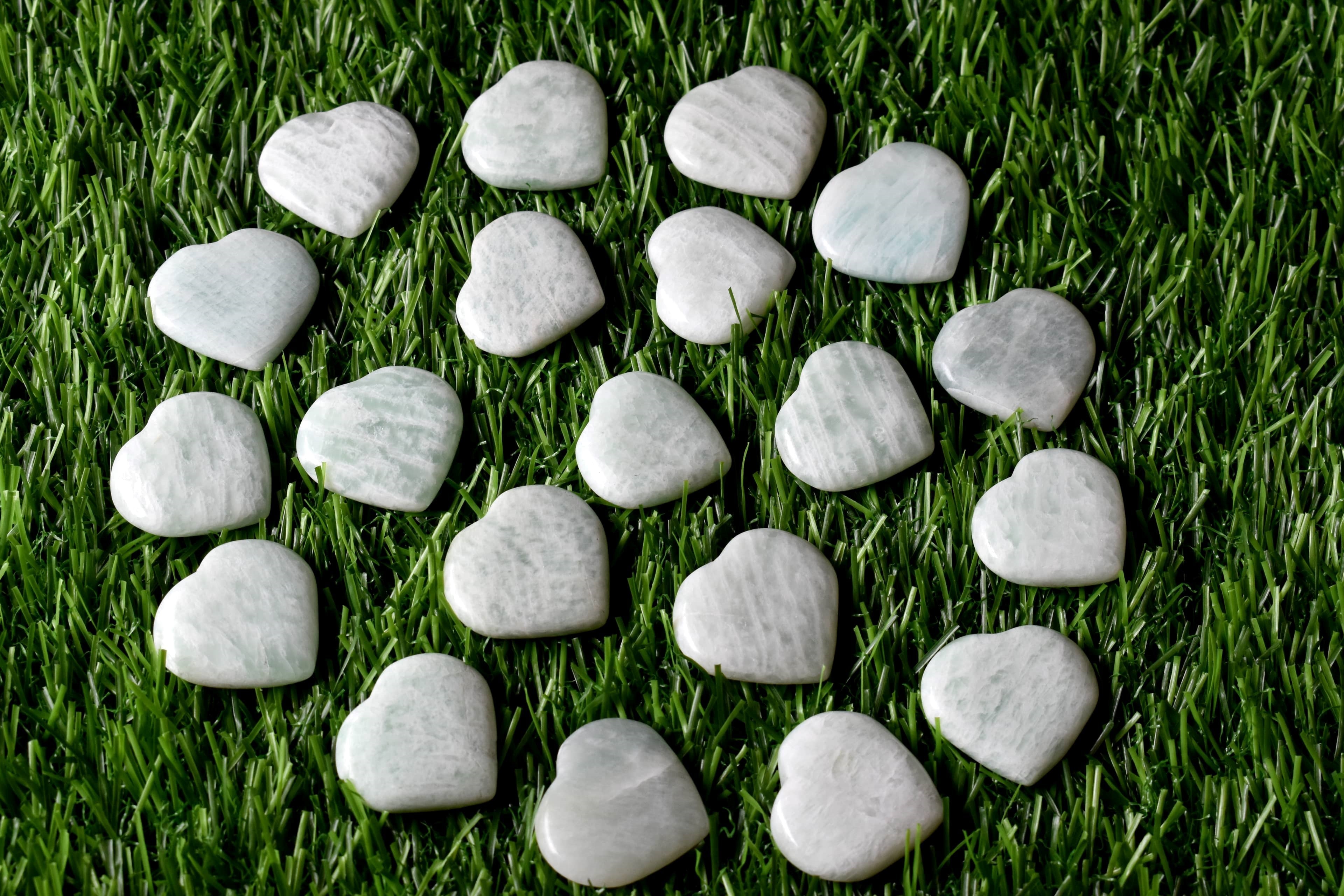 Amazonite Heart Crystal, Puffy Mini 1 Inch Pocket Crystal Heart DestGlow