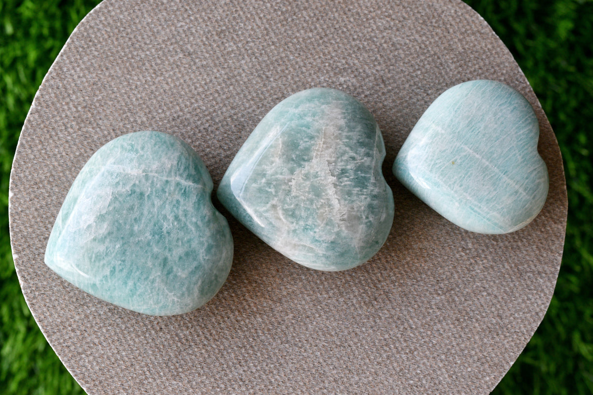 Amazonite Heart Crystal, Puffy Mini 2 Inch Pocket Crystal Heart DestGlow