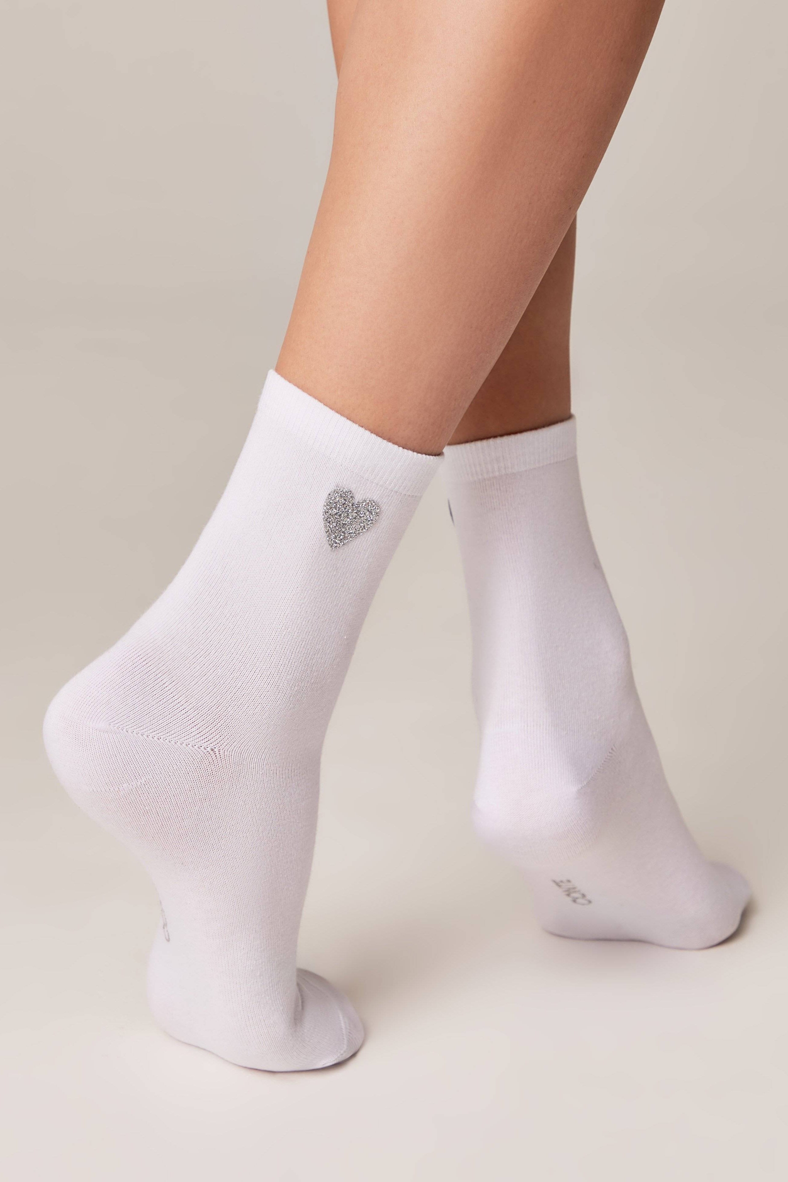 Cotton Socks Conte Classic 427 - Shimmering Heart Pattern - DestGlow