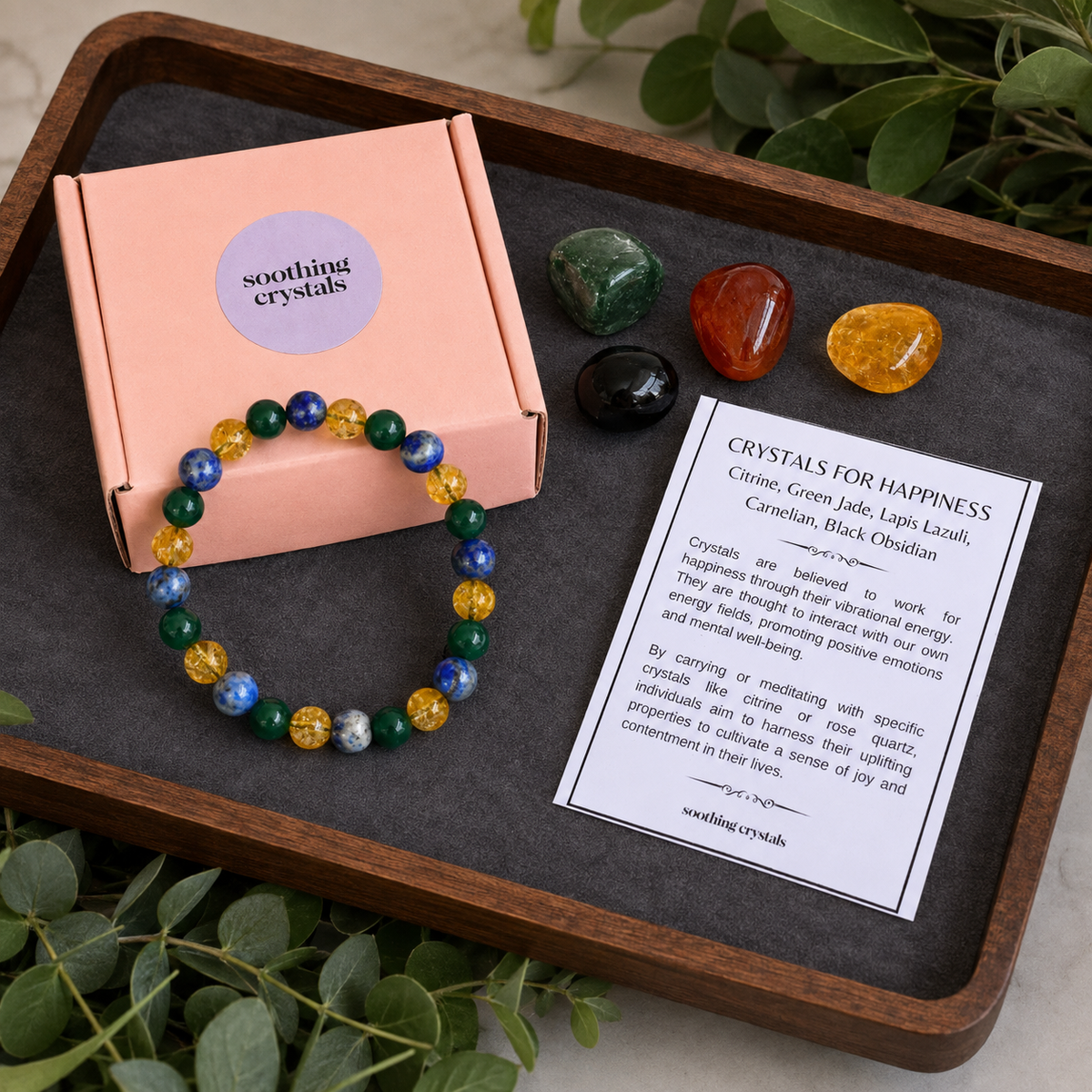 Promoting HAPPINESS Crystal Kit, Gemstone Tumble Kit, Happiness Crystal Gift Set