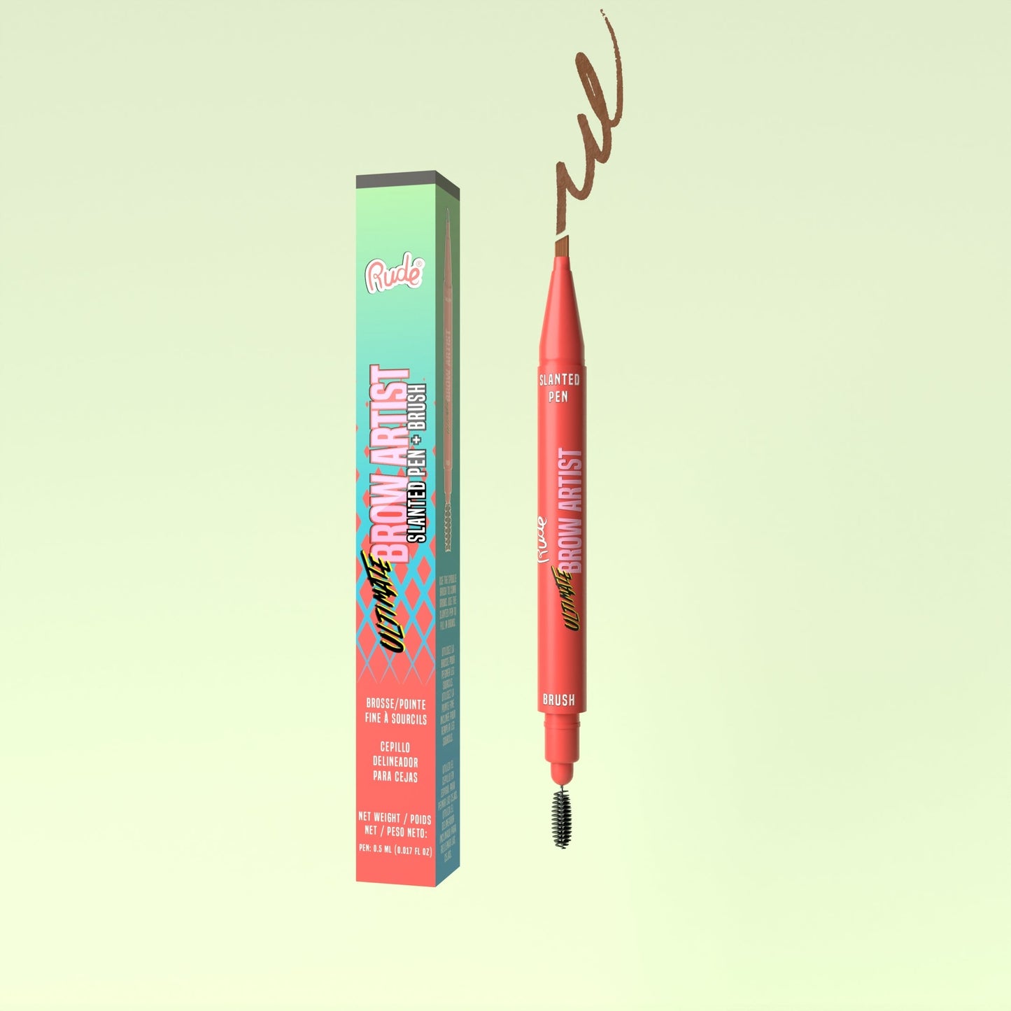 RUDE Ultimate Brow Artist - Slanted Pen and Brush - Hazel - DestGlow