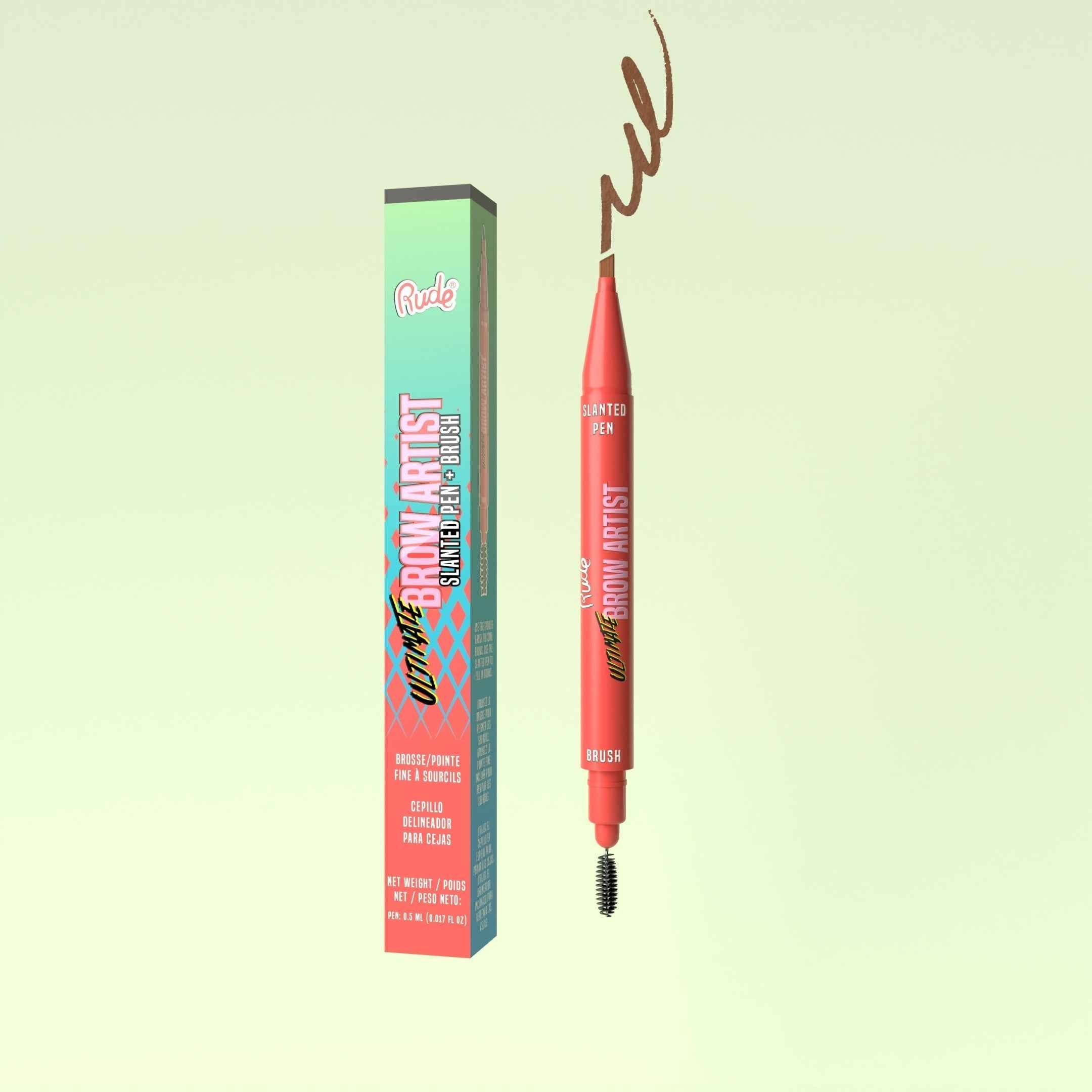 RUDE Ultimate Brow Artist - Slanted Pen and Brush