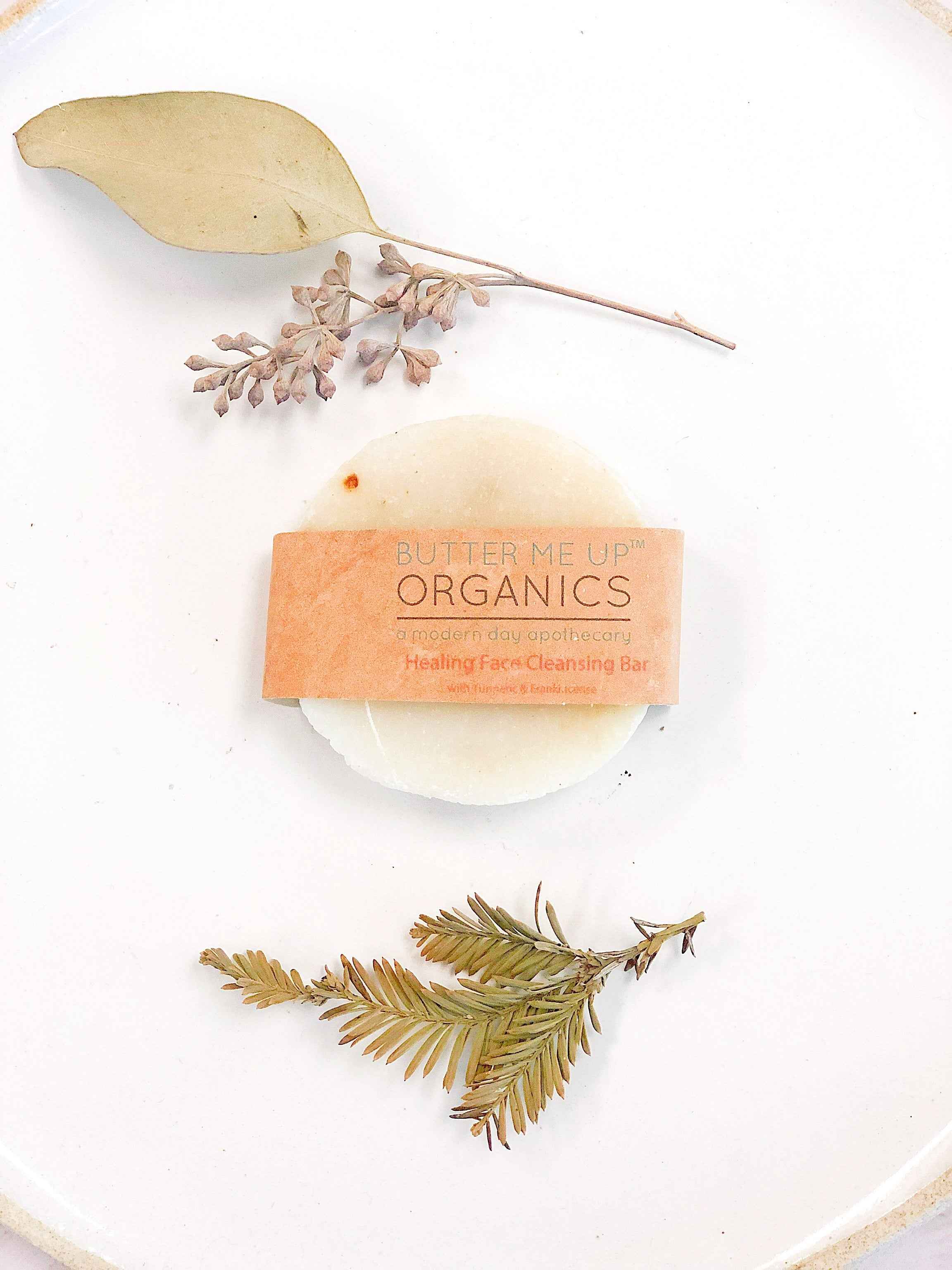 Healing Organic Facial Bar / Frankincense and Myrrh / Turmeric / Organic Face Wash / Organic Facial Cleanser / Face Cleanser / Cleansing Bar by Butter Me Up Organics