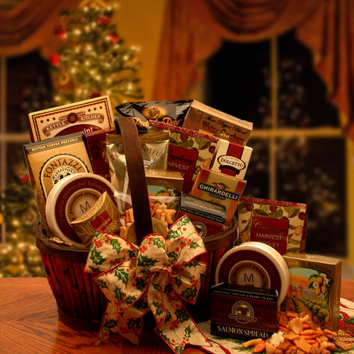 Holiday Butler Gourmet Gift Basket - Premium Christmas Gift with Bamboo Basket