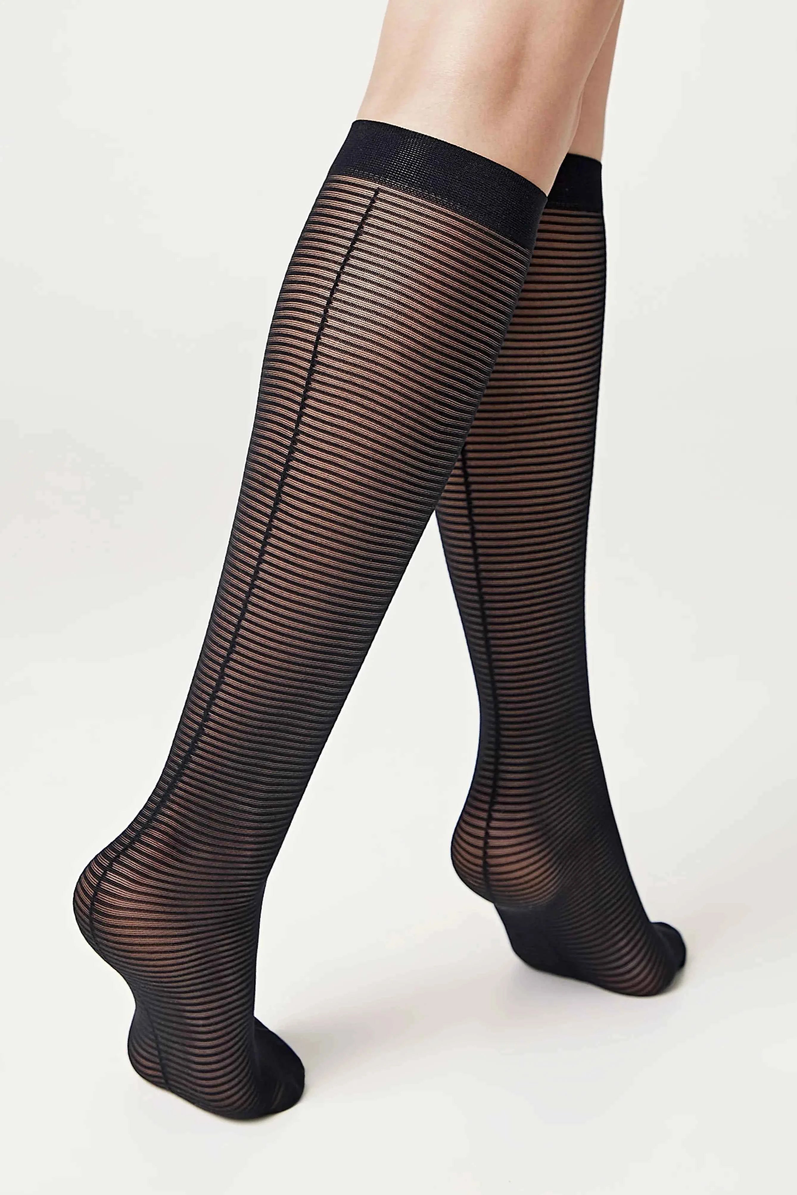 Fantasy Knee Highs Conte Lines - Horizontal Stripes and Seam Effect - accessories