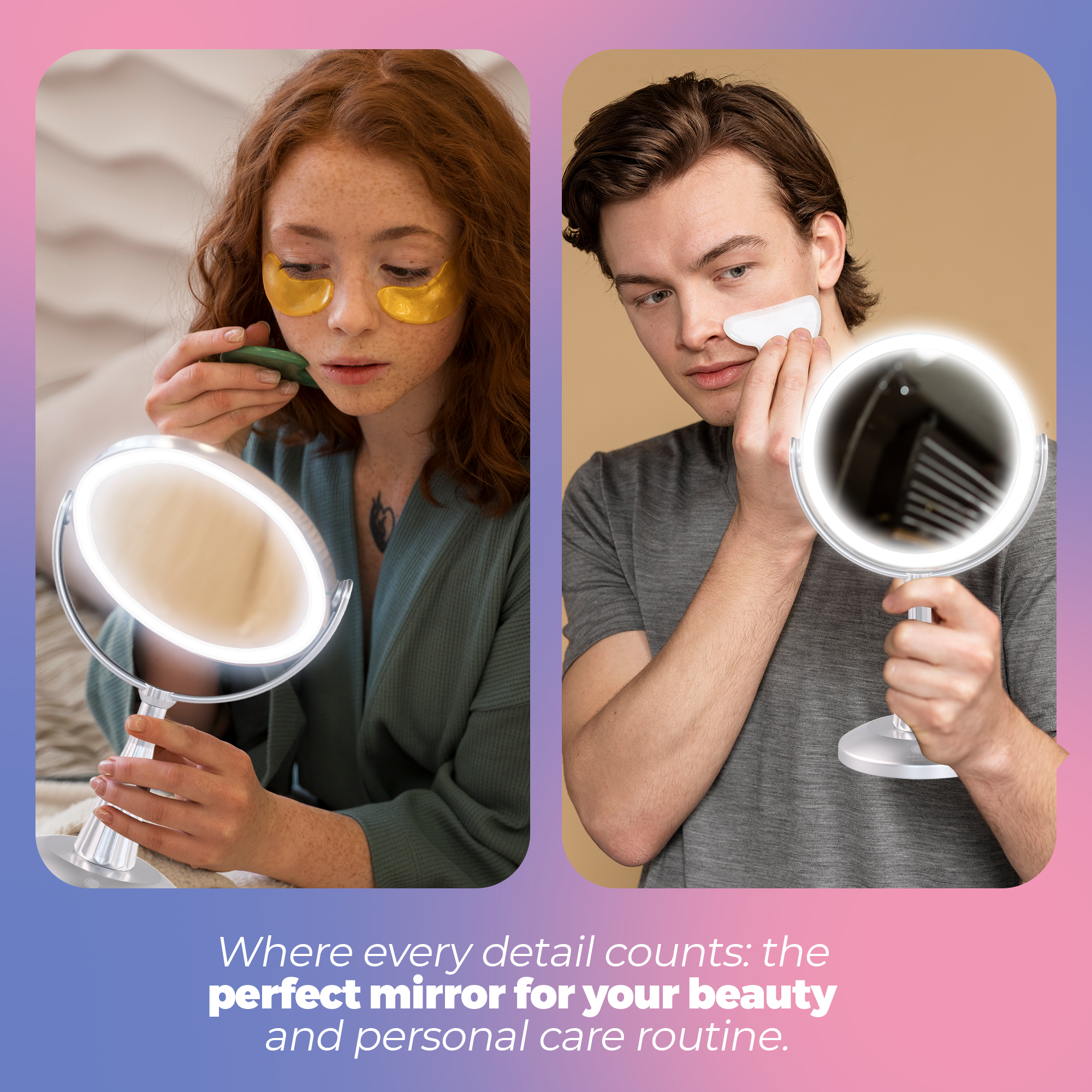 Lily InBella LED Vanity Mirror – Adjustable Light & 360° Rotating DestGlow