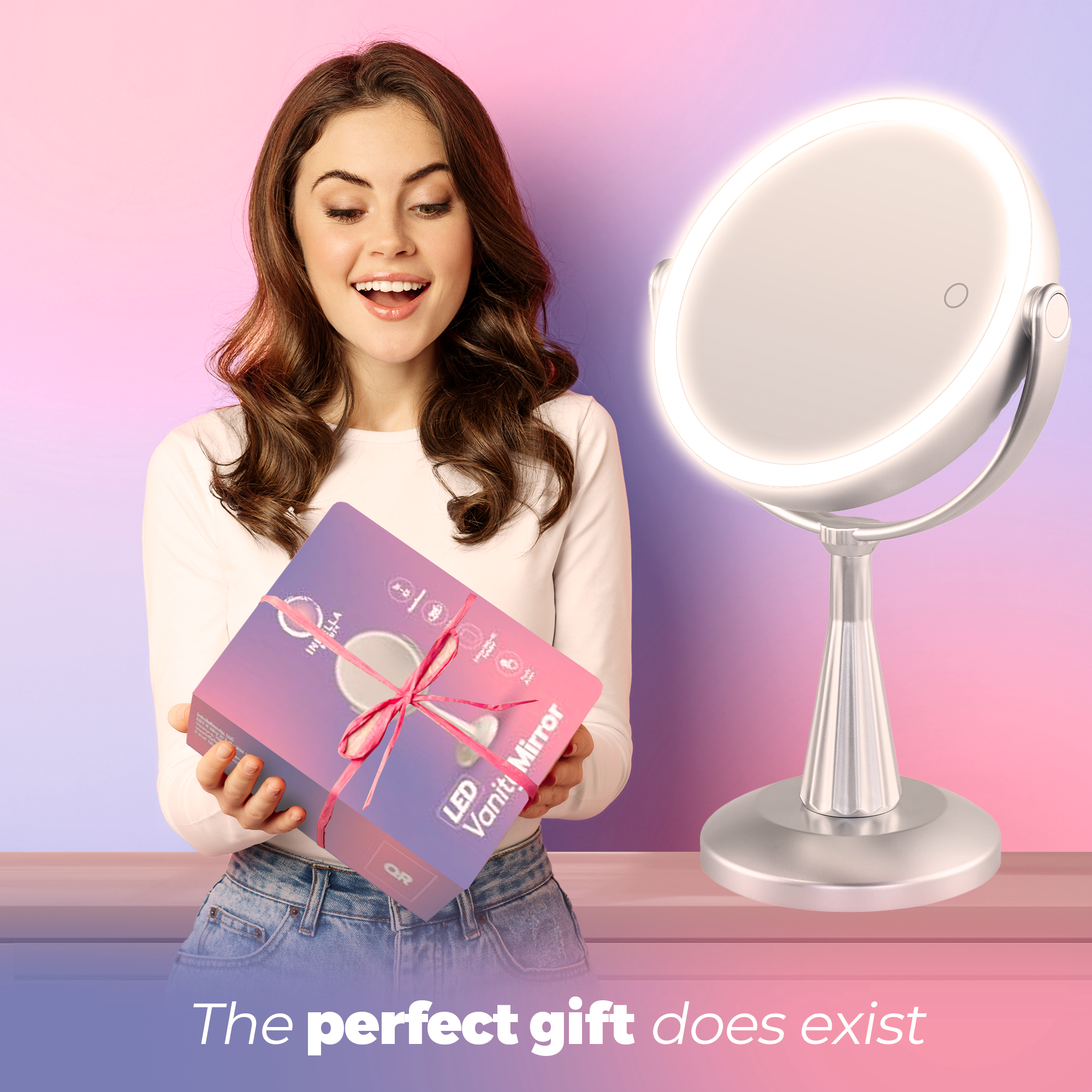 Lily InBella LED Vanity Mirror – Adjustable Light & 360° Rotating DestGlow