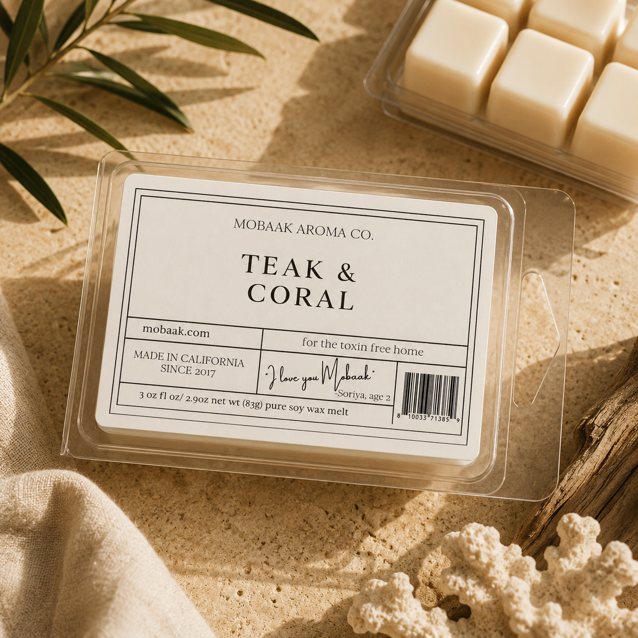 Teak & Coral Wickless Tart by Mobaak Aromatherapy Shoppe