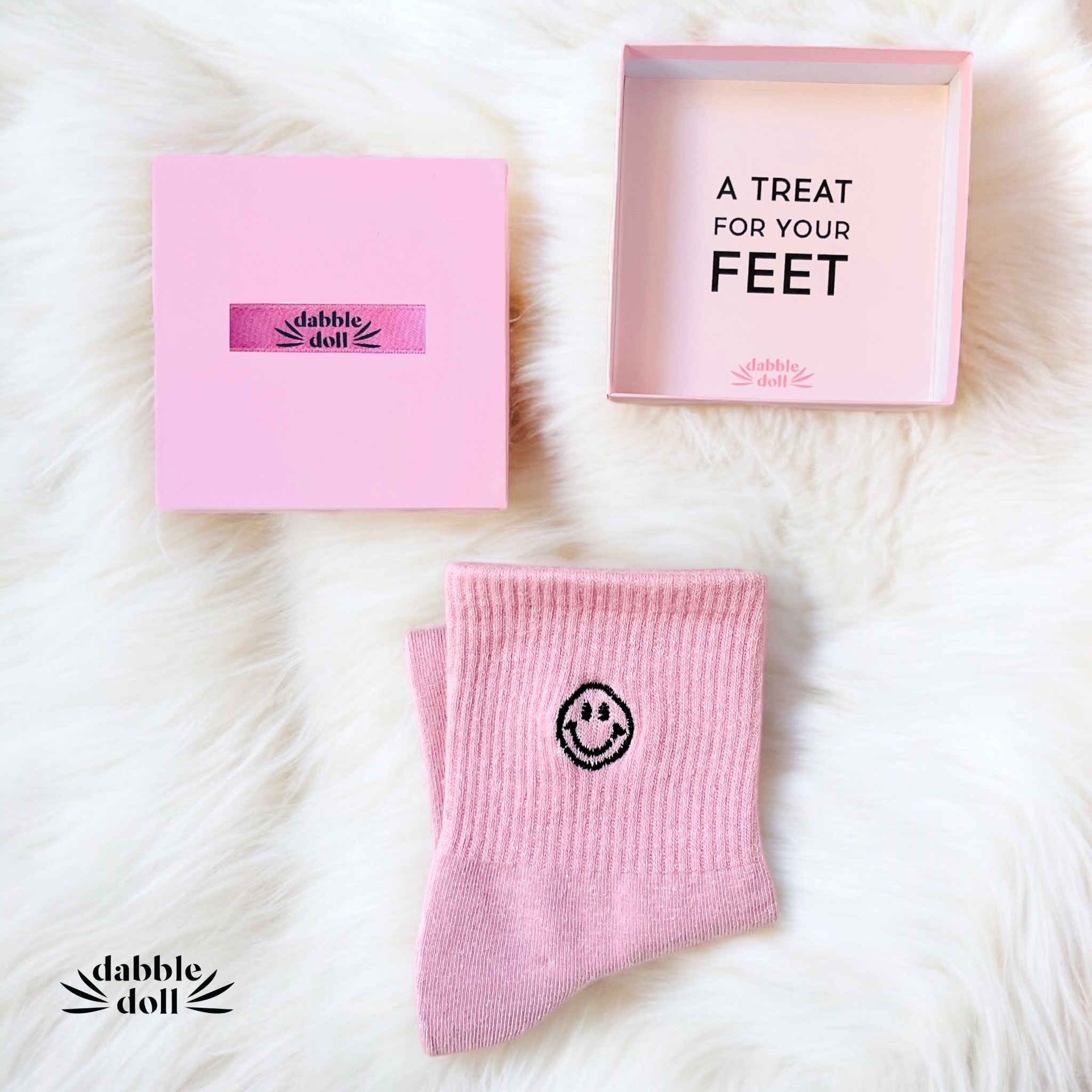 Smiley Face Socks (Pink/Mauve)