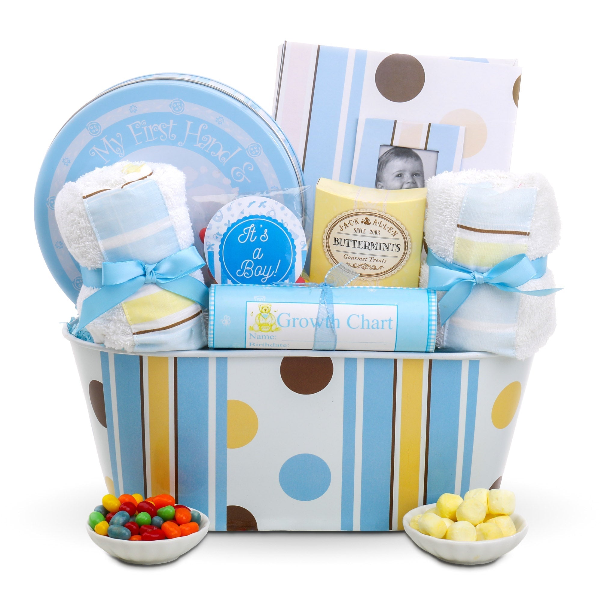 Welcome to the World Baby Boy Gift Basket DestGlow