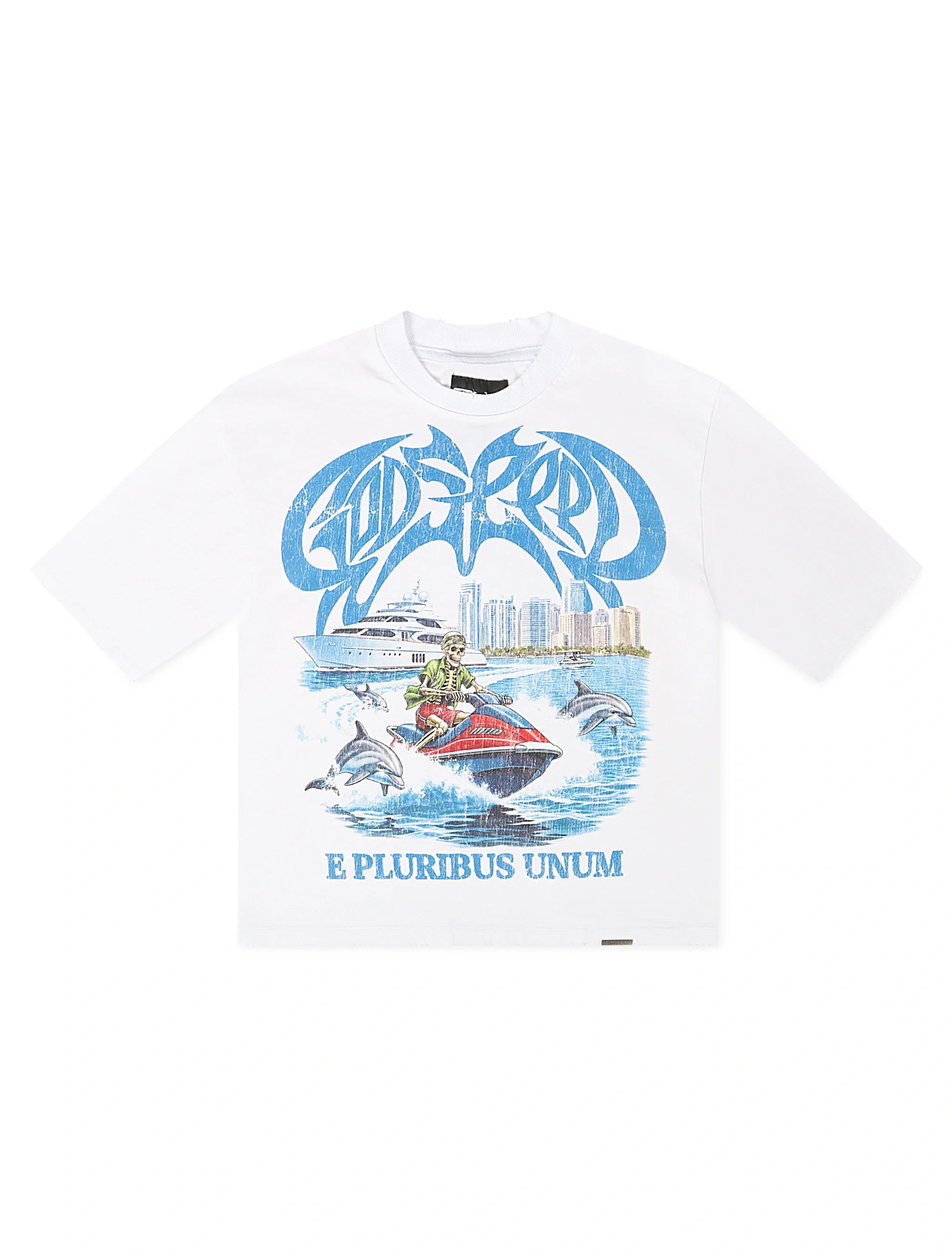 Godspeed GMYC Wave Runner Boxy Tee - White by Denim Exchange
