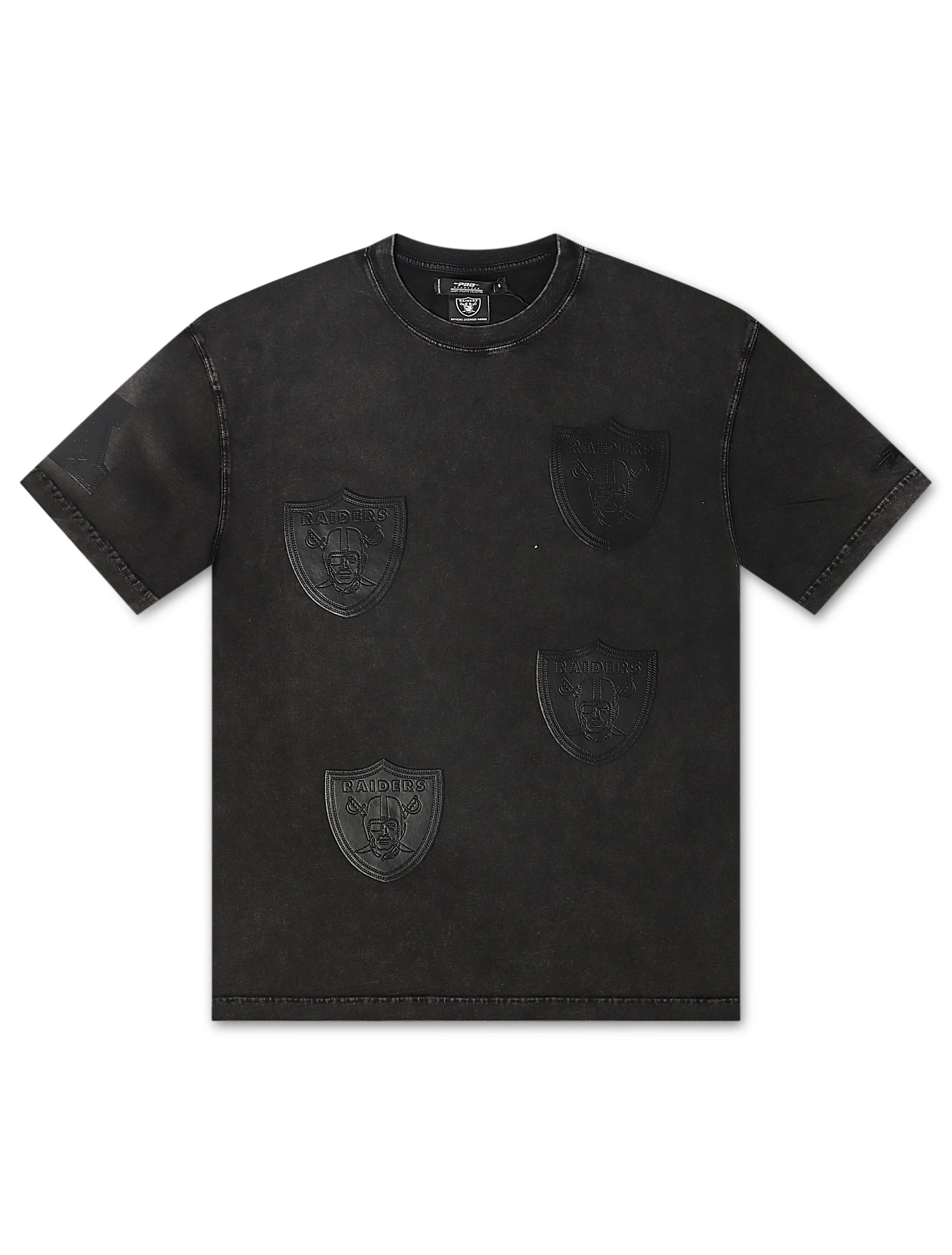 Pro Standard Raiders All-Over Logo Tee - Washed Black by Denim Exchange