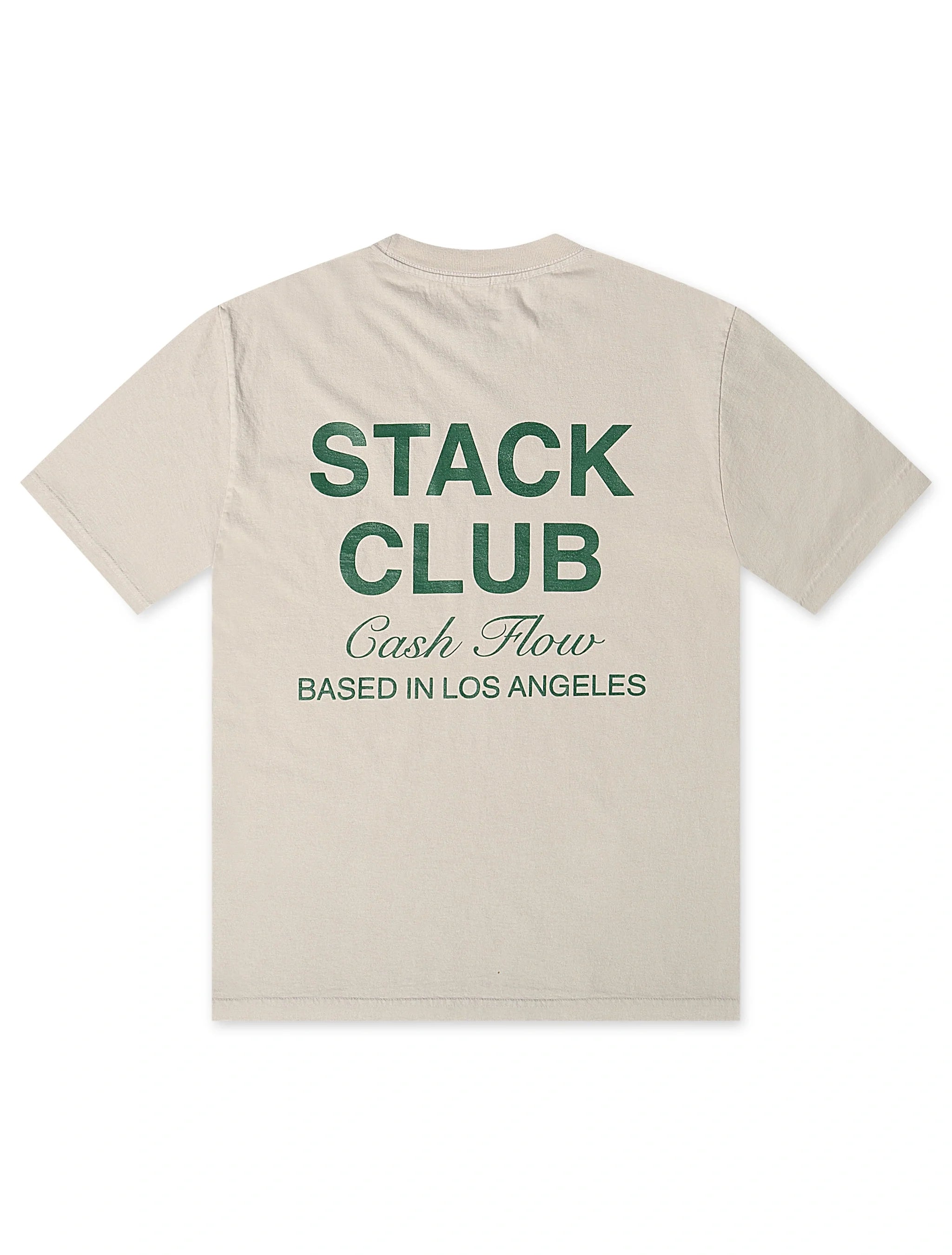 Stack Club Cash Flow Heavyweight Tee - Cream/Green by Denim Exchange