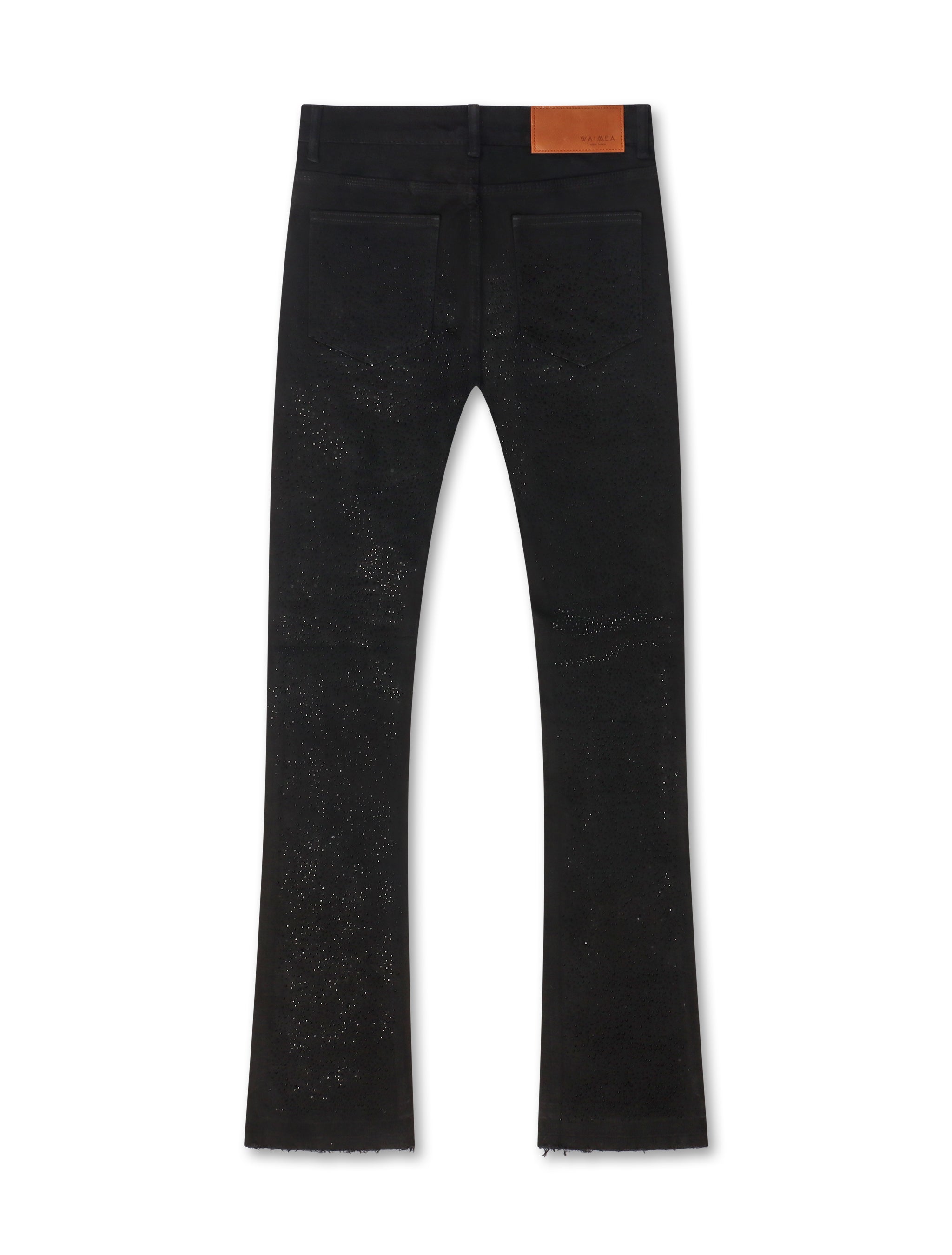 Waimea Rhinestone Stacked Fit Jeans - Jet Black by Denim Exchange