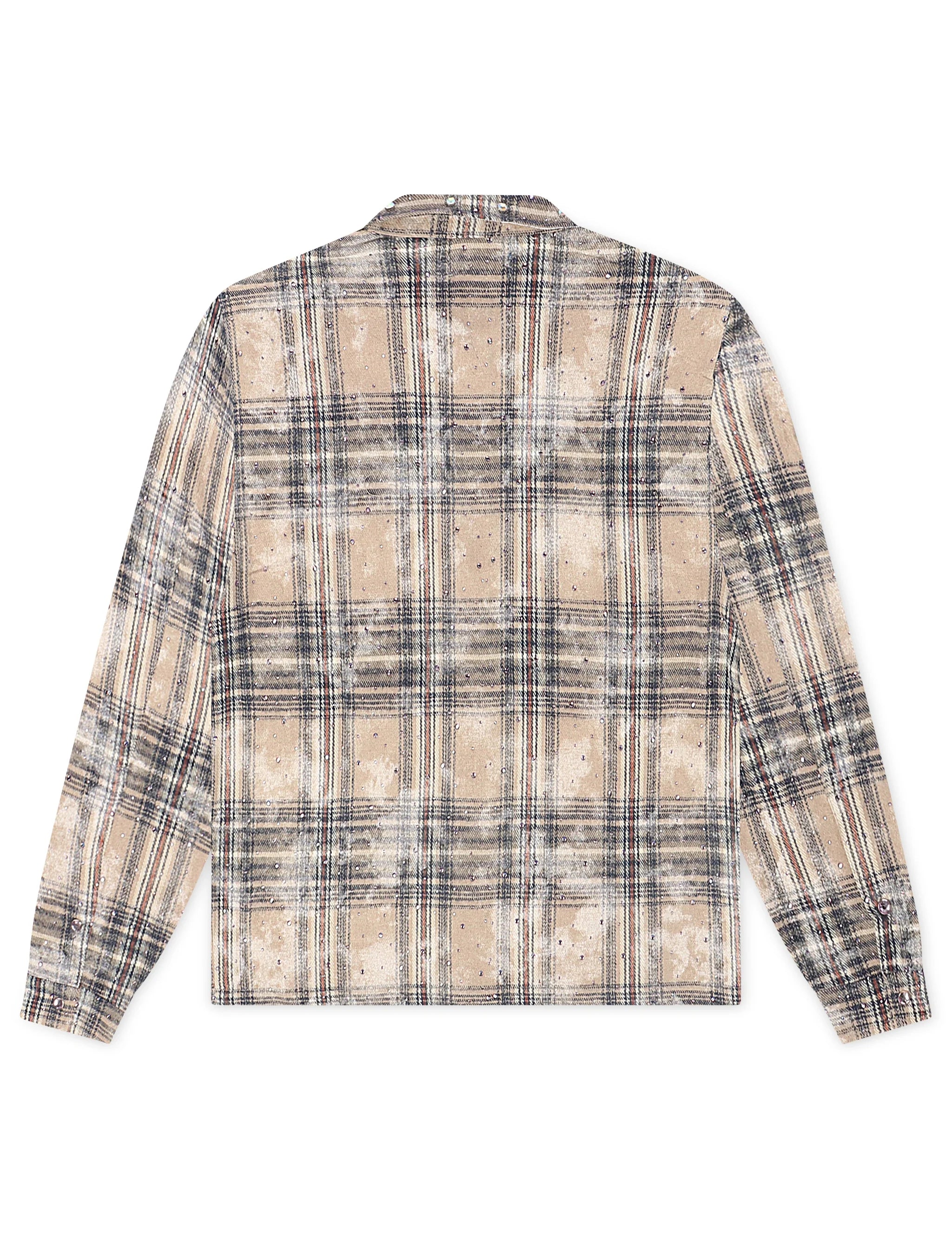 Rebel Denim Rhinestone Flannel - Grey by Denim Exchange