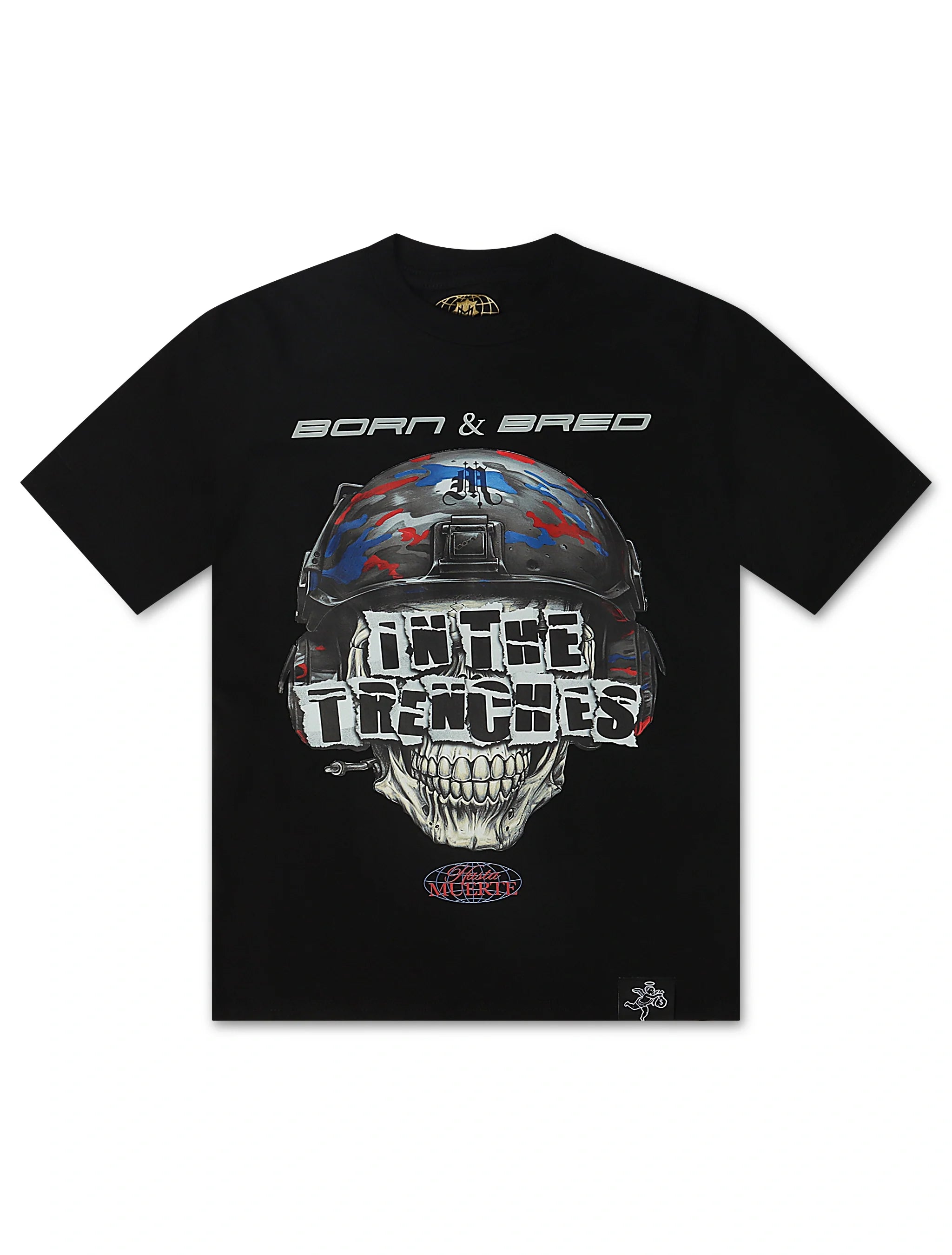 Hasta Muerte AJ4 Trench Skull Tee - Black by Denim Exchange