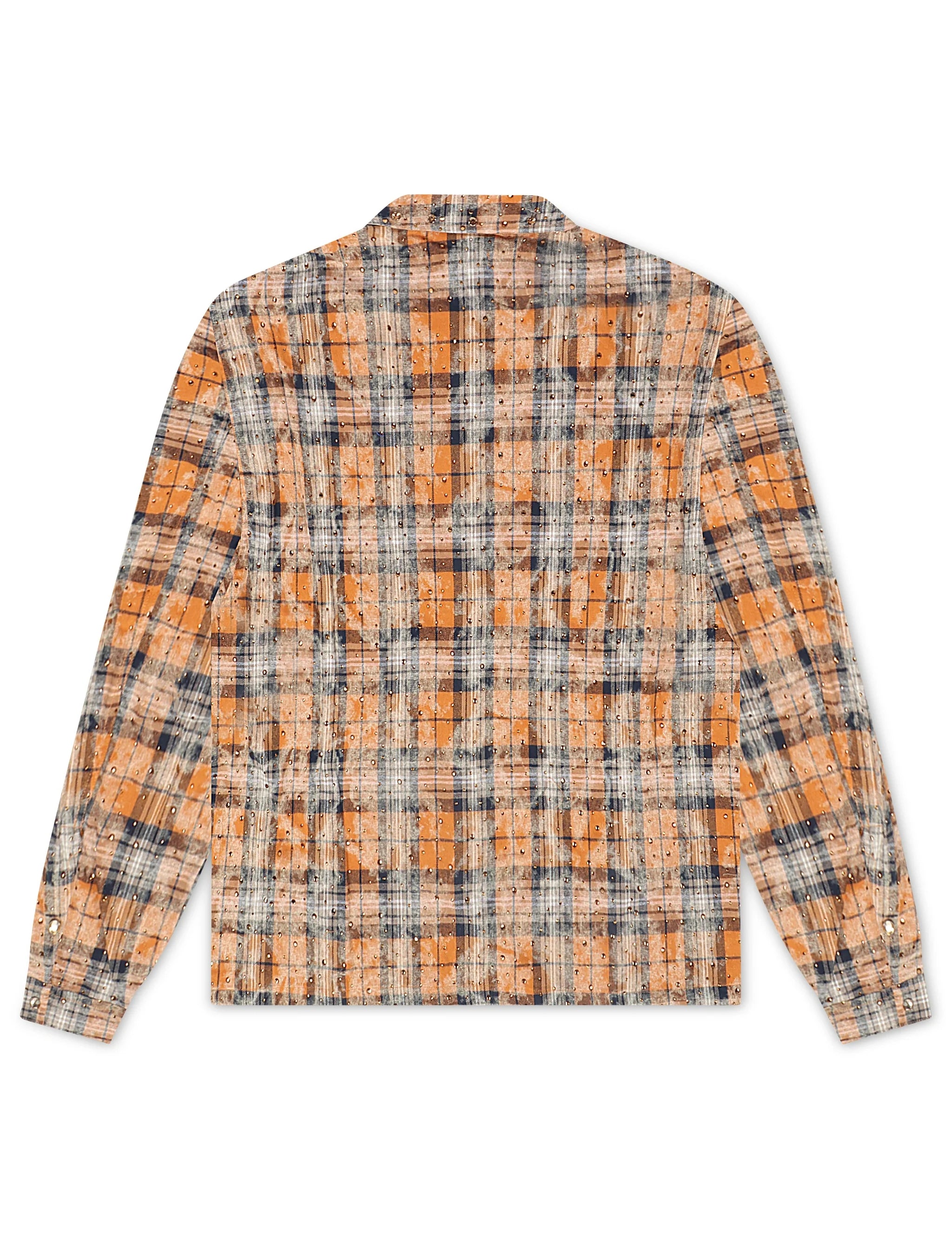 Rebel Denim Rhinestone Flannel - Orange by Denim Exchange