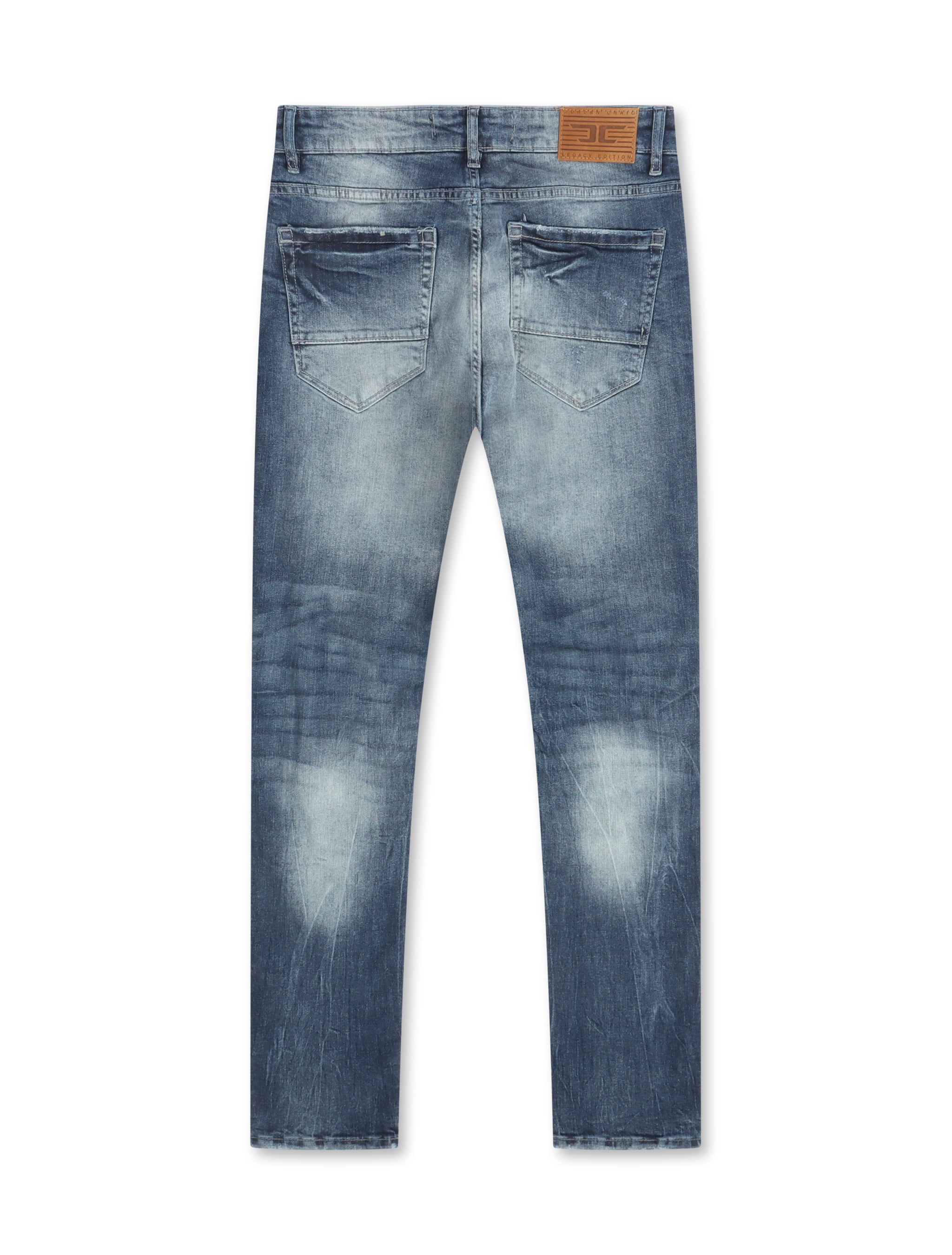 Jordan Craig Sean Shredded Jeans - Blue by Denim Exchange