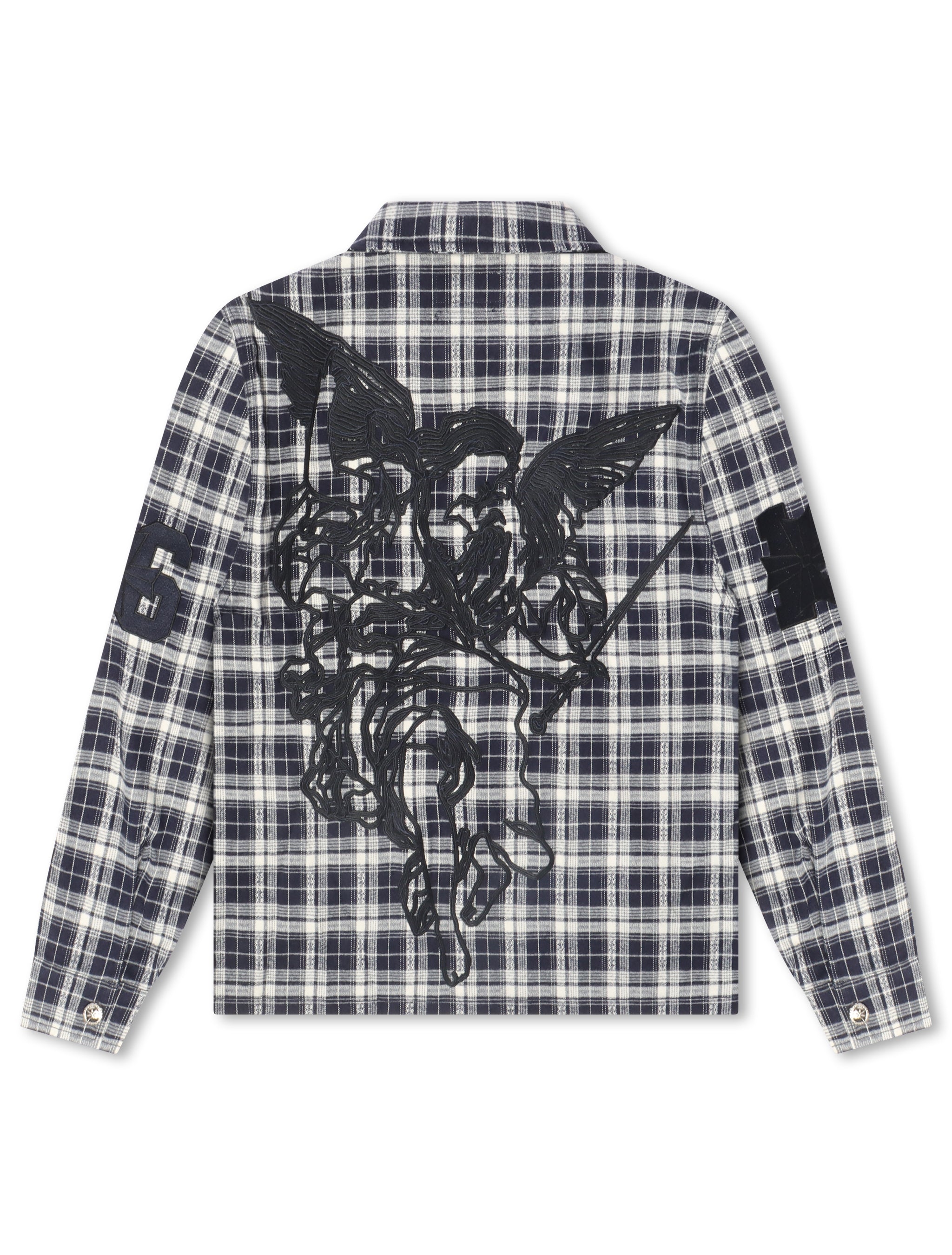 Revenge Valkyrie Embroidered Flannel - Navy by Denim Exchange